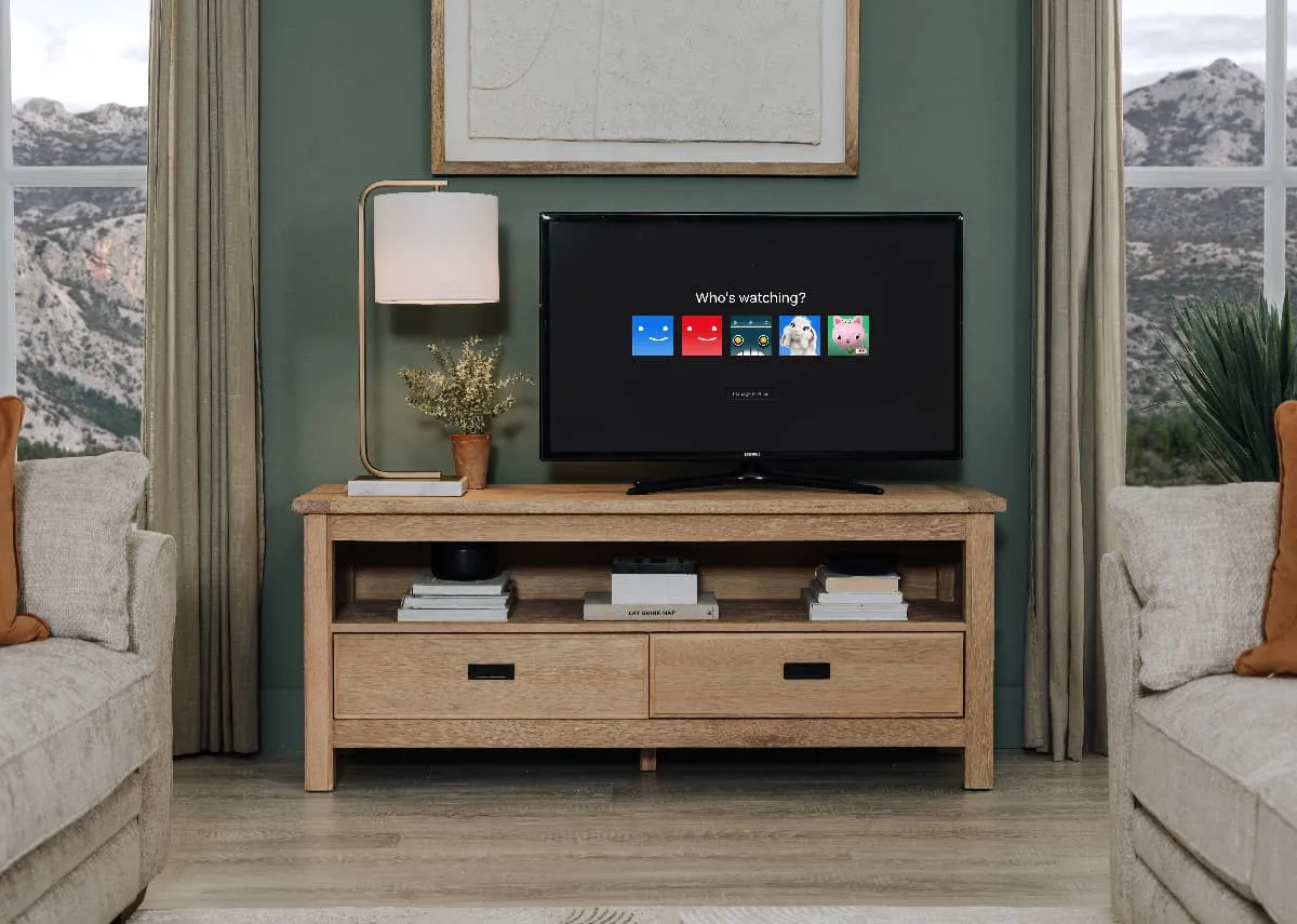 2 Drawer Oak TV Unit - Albany