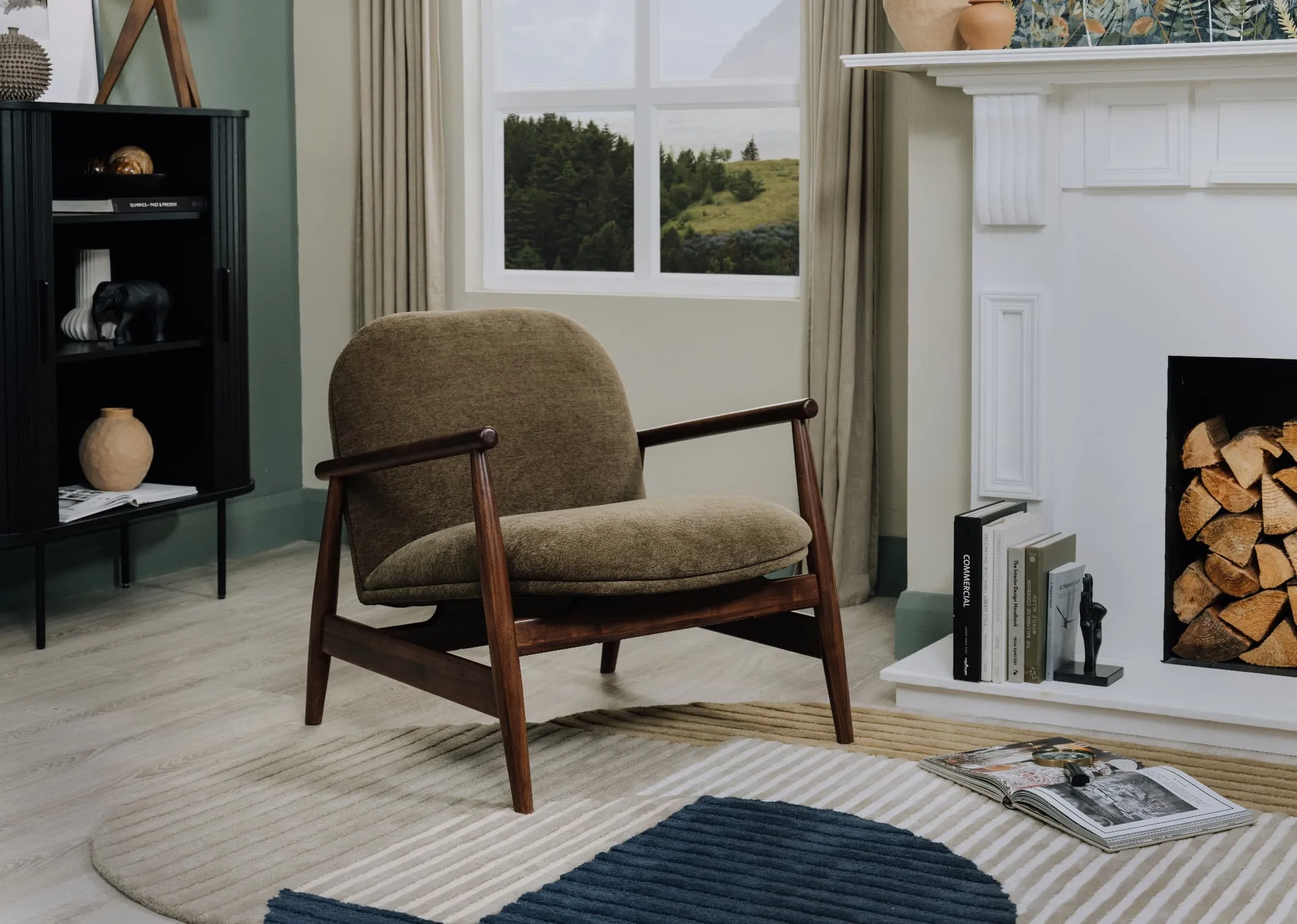 Navy & Green 160cm x 230cm Rug - Geo