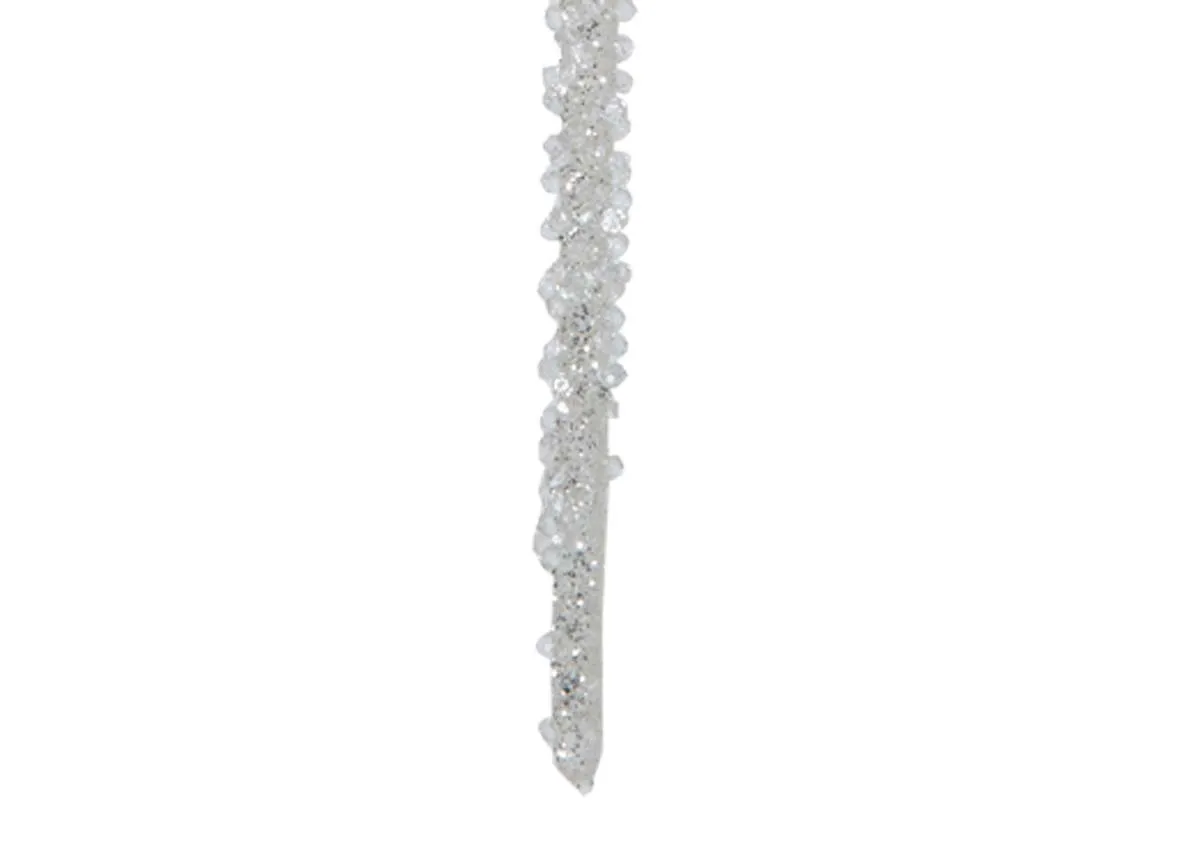 A dimension image of the Antique Silver Glitter Icicle