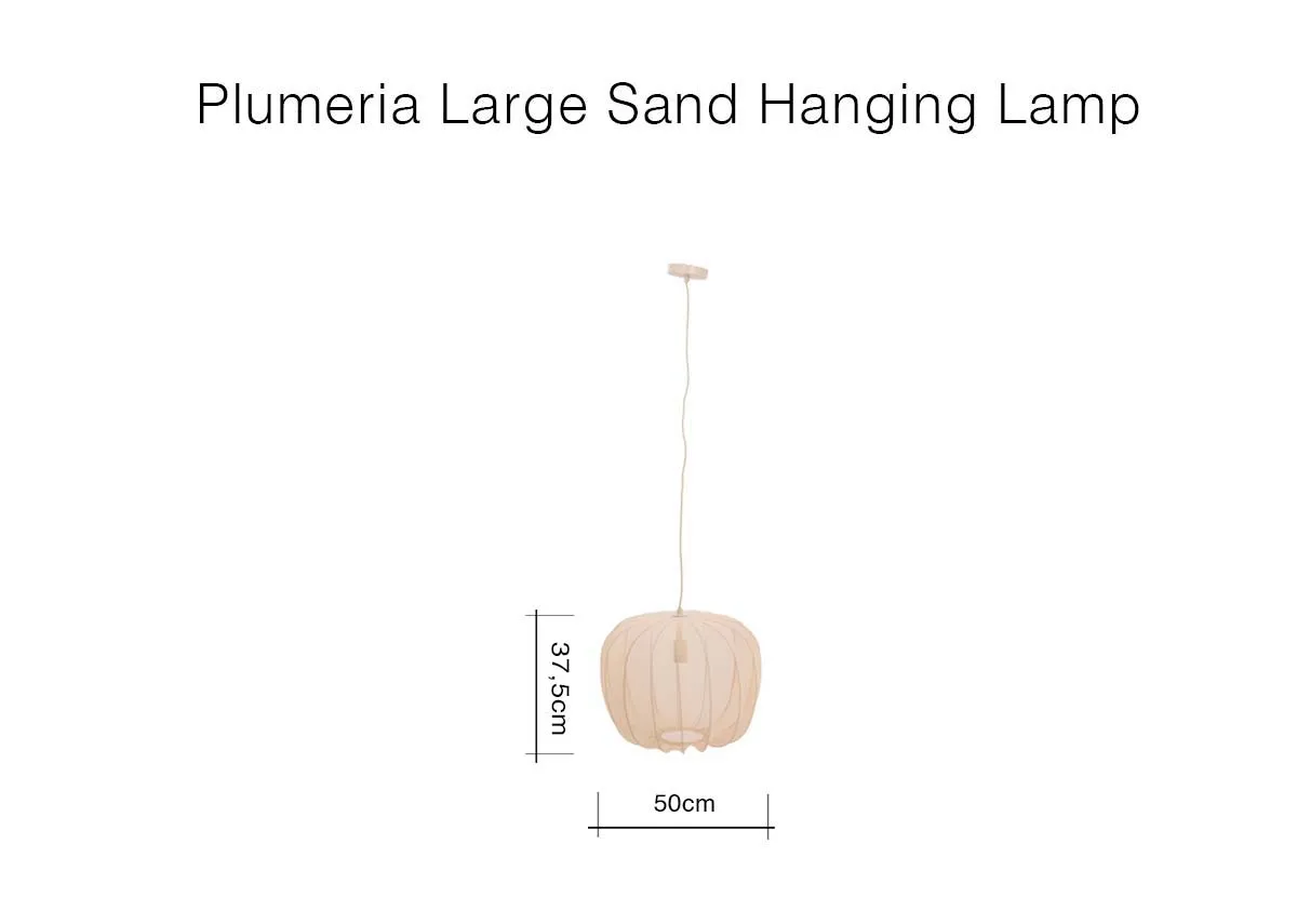 A dimension image of the Plumeria Hanging Lamp with 50cm x 37.5cm