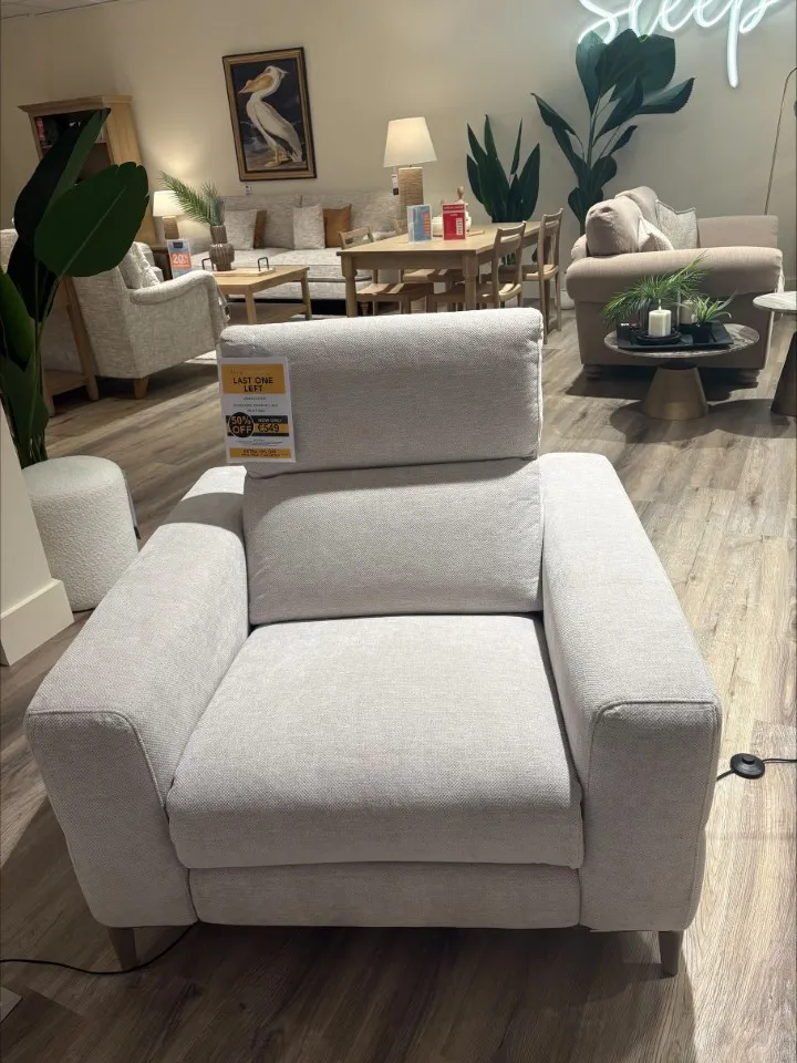 Vancouver Silver Fabric Power Recliner (Cavan Floor Model) 