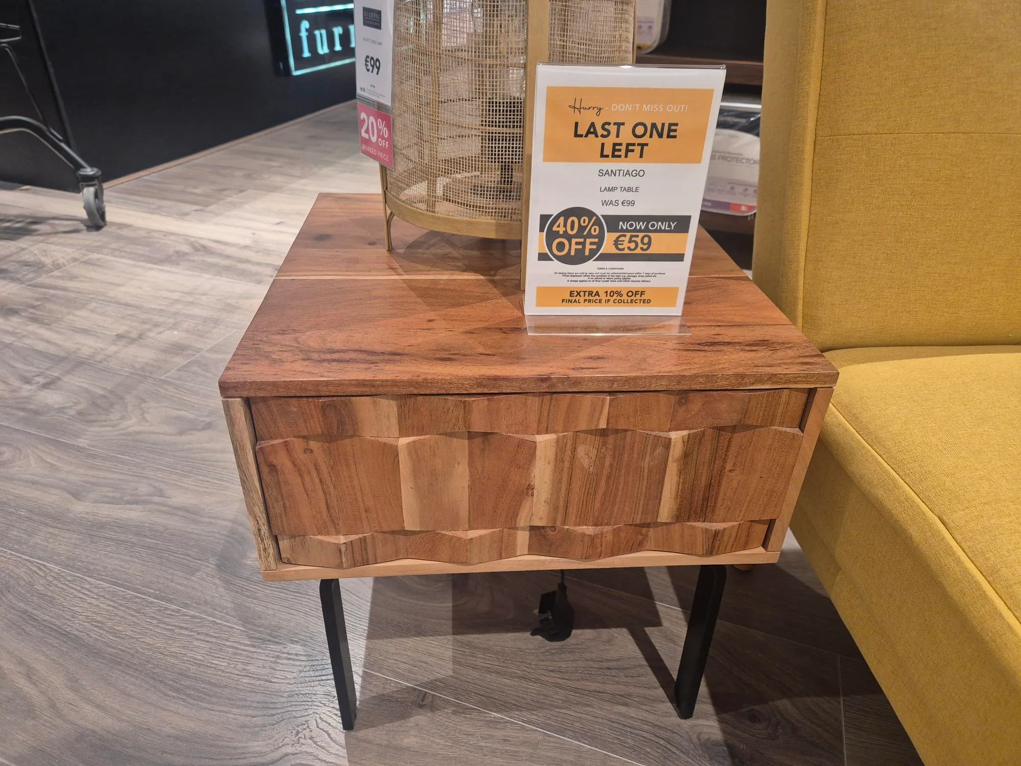 Santiago 1 Drawer Acacia Side Table (Castlebar Floor Model)