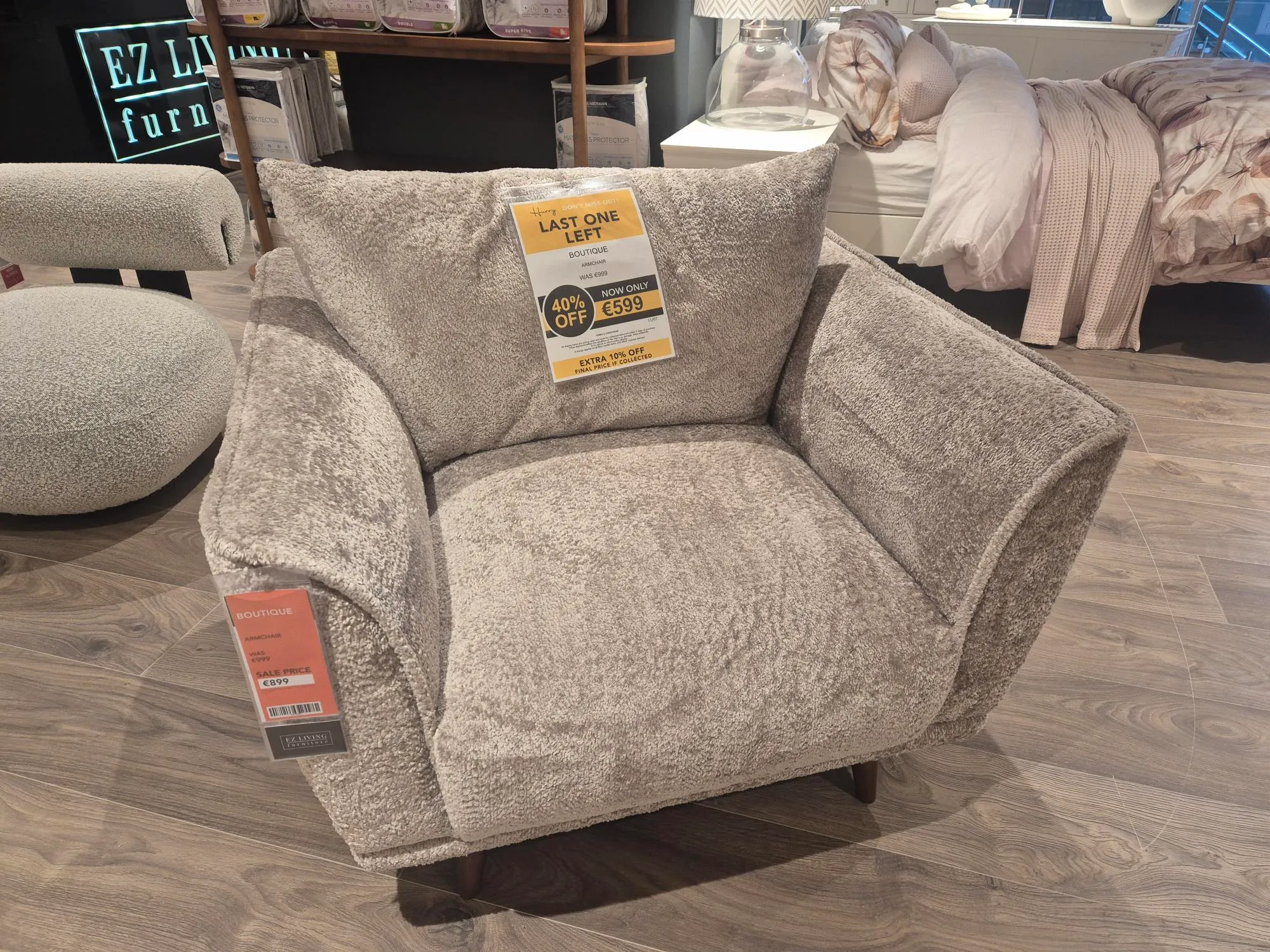 Boutique Taupe Fabric Armchair (Castlebar Floor Model)