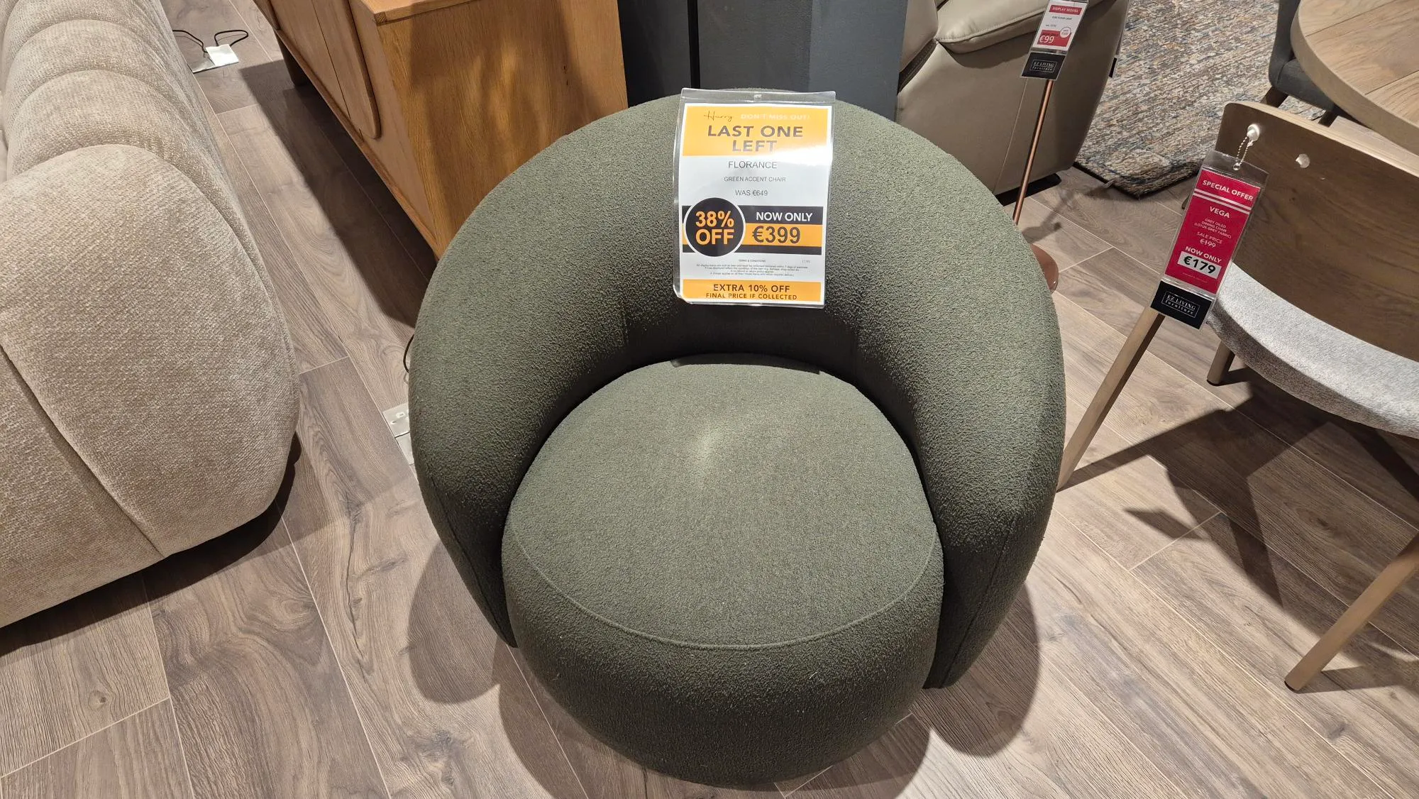 Florance Green Boucle Accent Chair (Castlebar Floor Model)