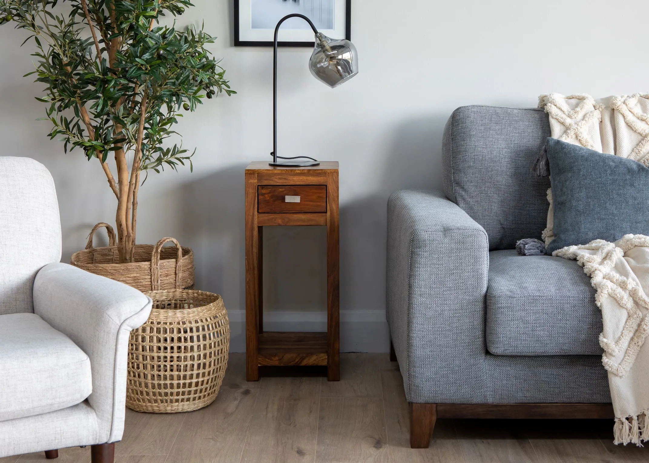 One Drawer Sheesham Wood Low Stool - India