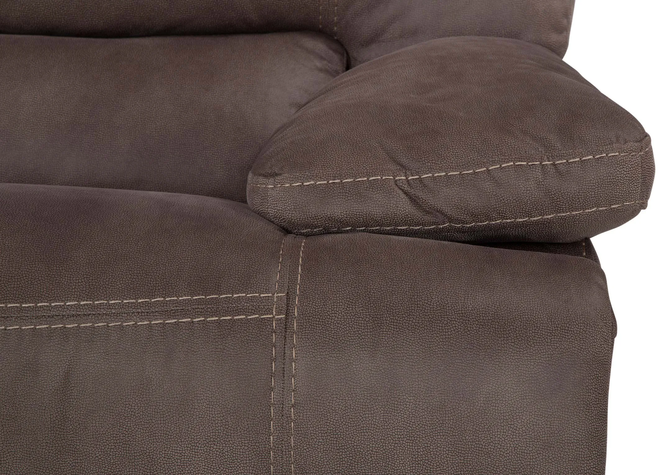 View of the armrest and the finish on the Baxter reclining armchair.
