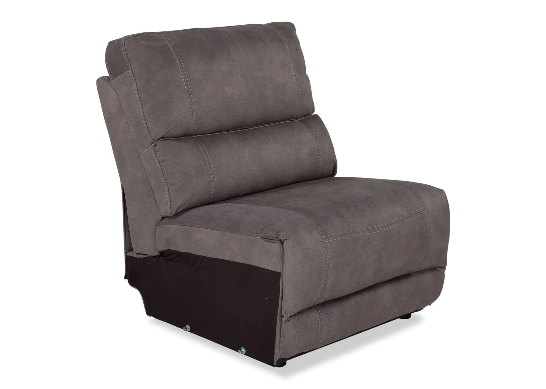 A power shot image for the Baxter grey faux suede armless unit.