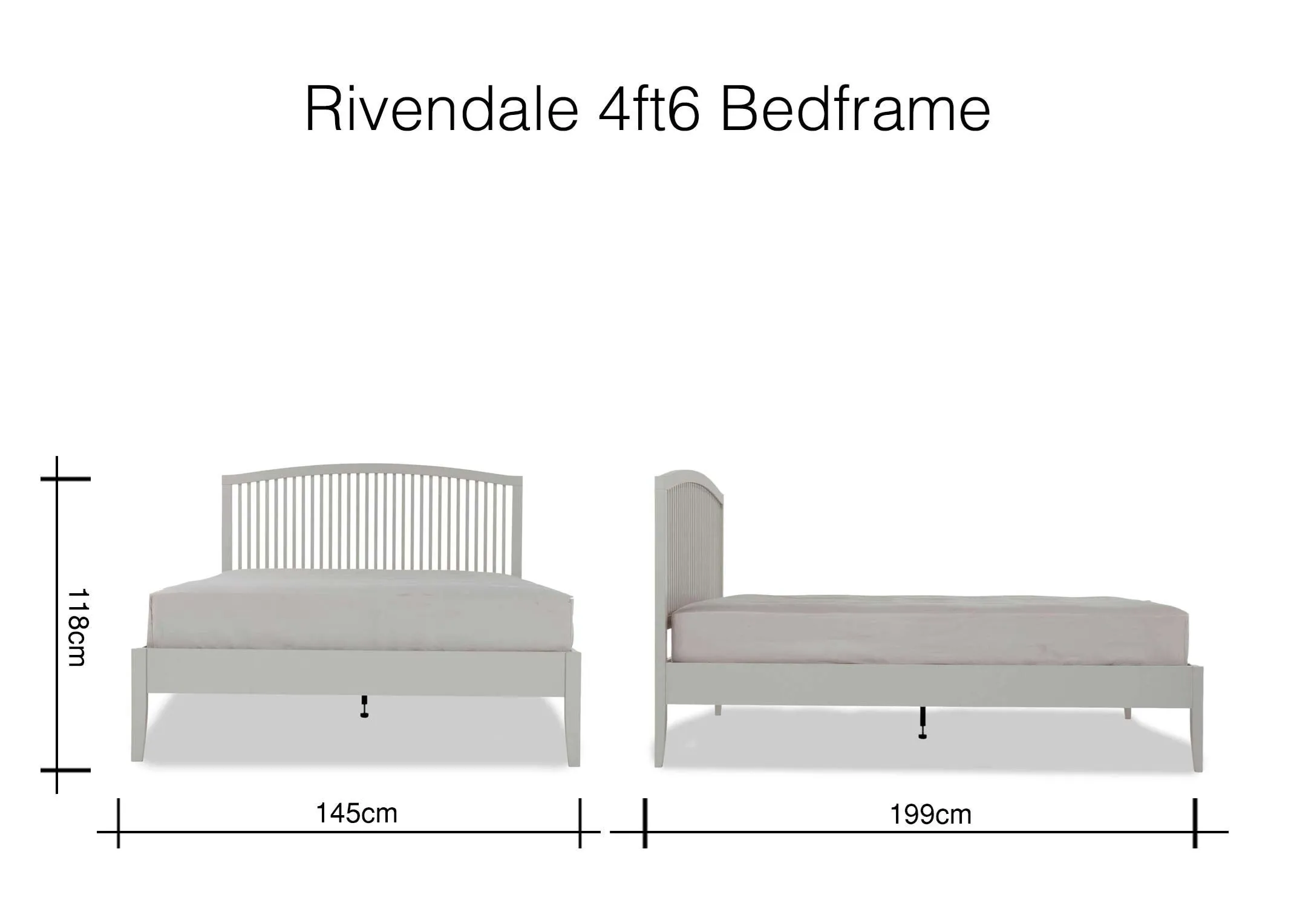Rivendale double 4 ft 6 grey bedframe 118cm (Height) x 145cm (Width) x 199cm (Depth)