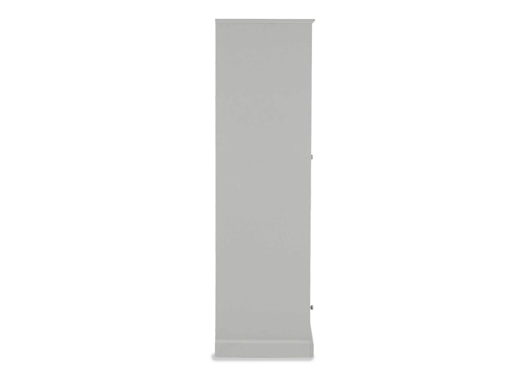 Full side view of the Rivendale two door one drawer grey wardrobe showing the grey finish