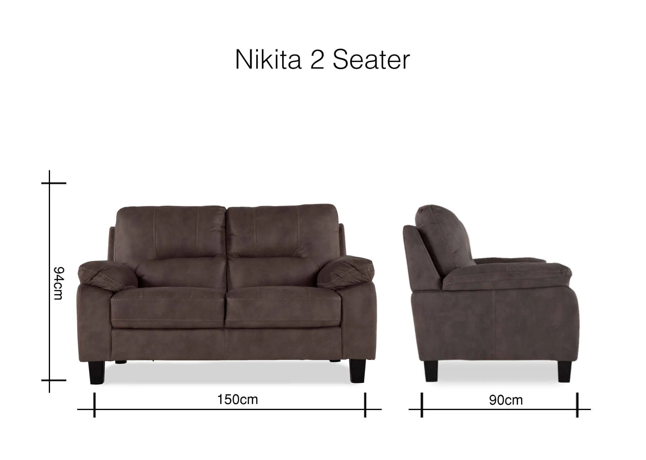 A lifestyle image of the 2 seater brown fabric Nikita sofa