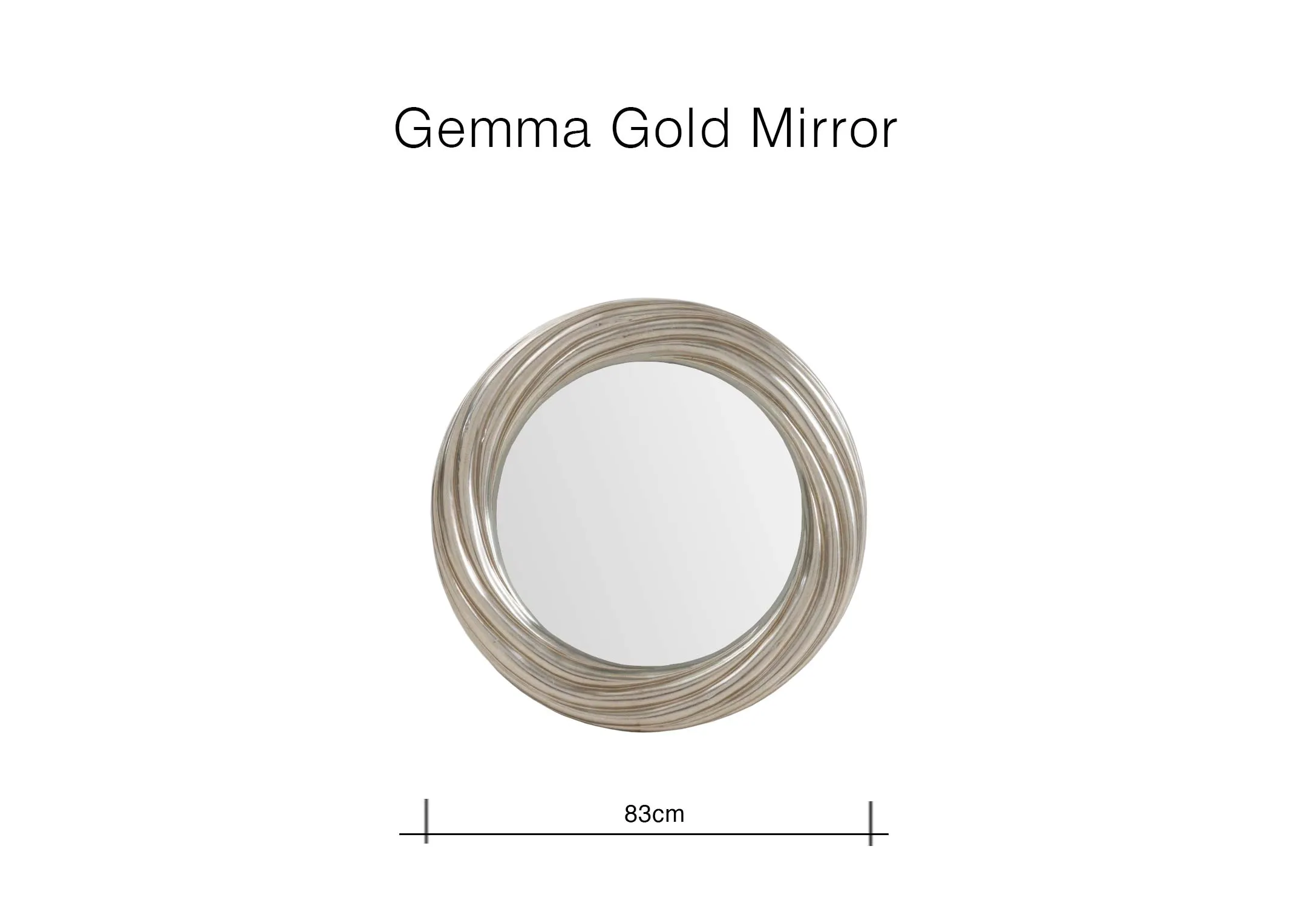 A dimension image of the Gemma Gold Mirror with 83cm
