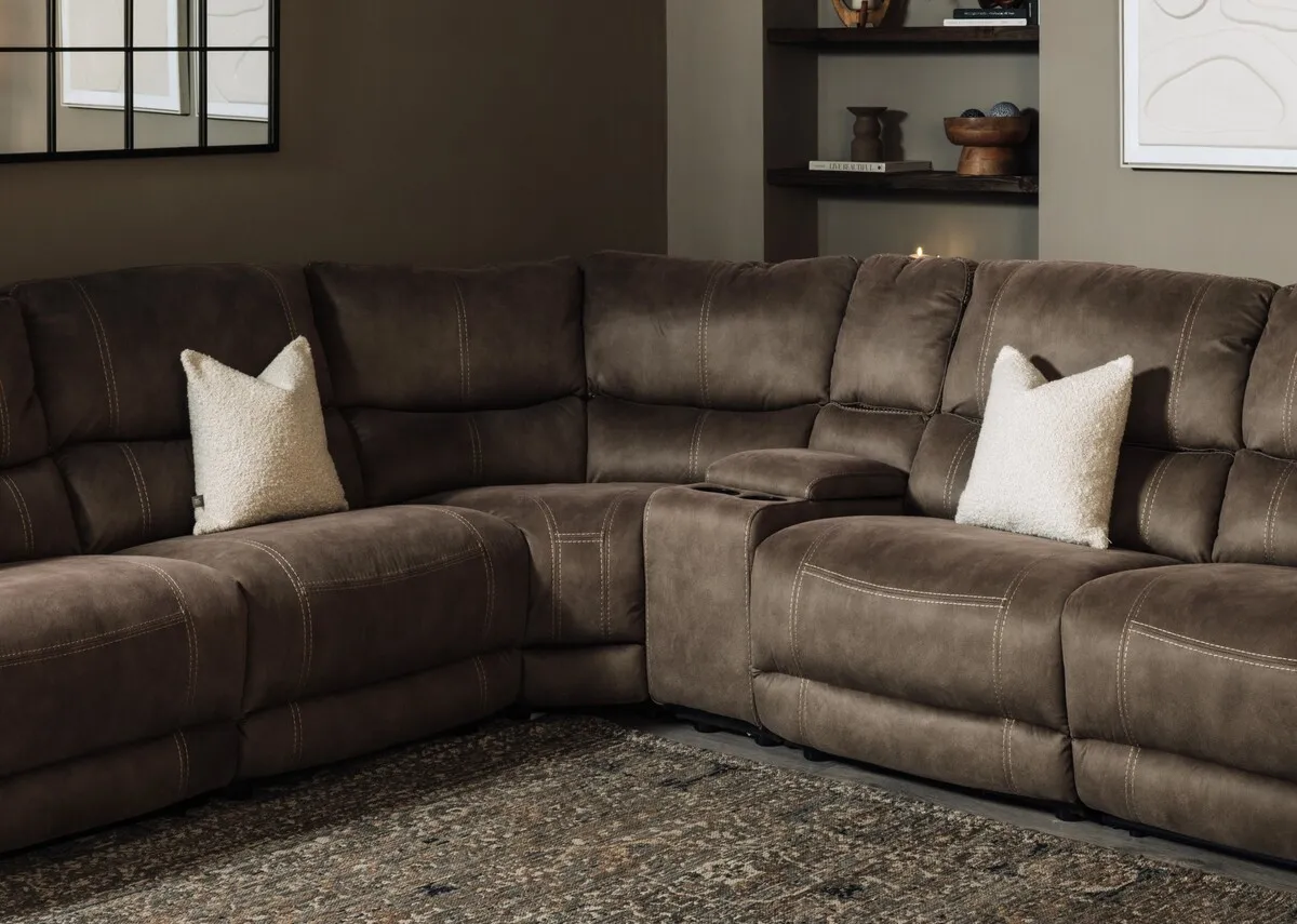 Taupe Faux Suede Fabric Armless Unit - Baxter