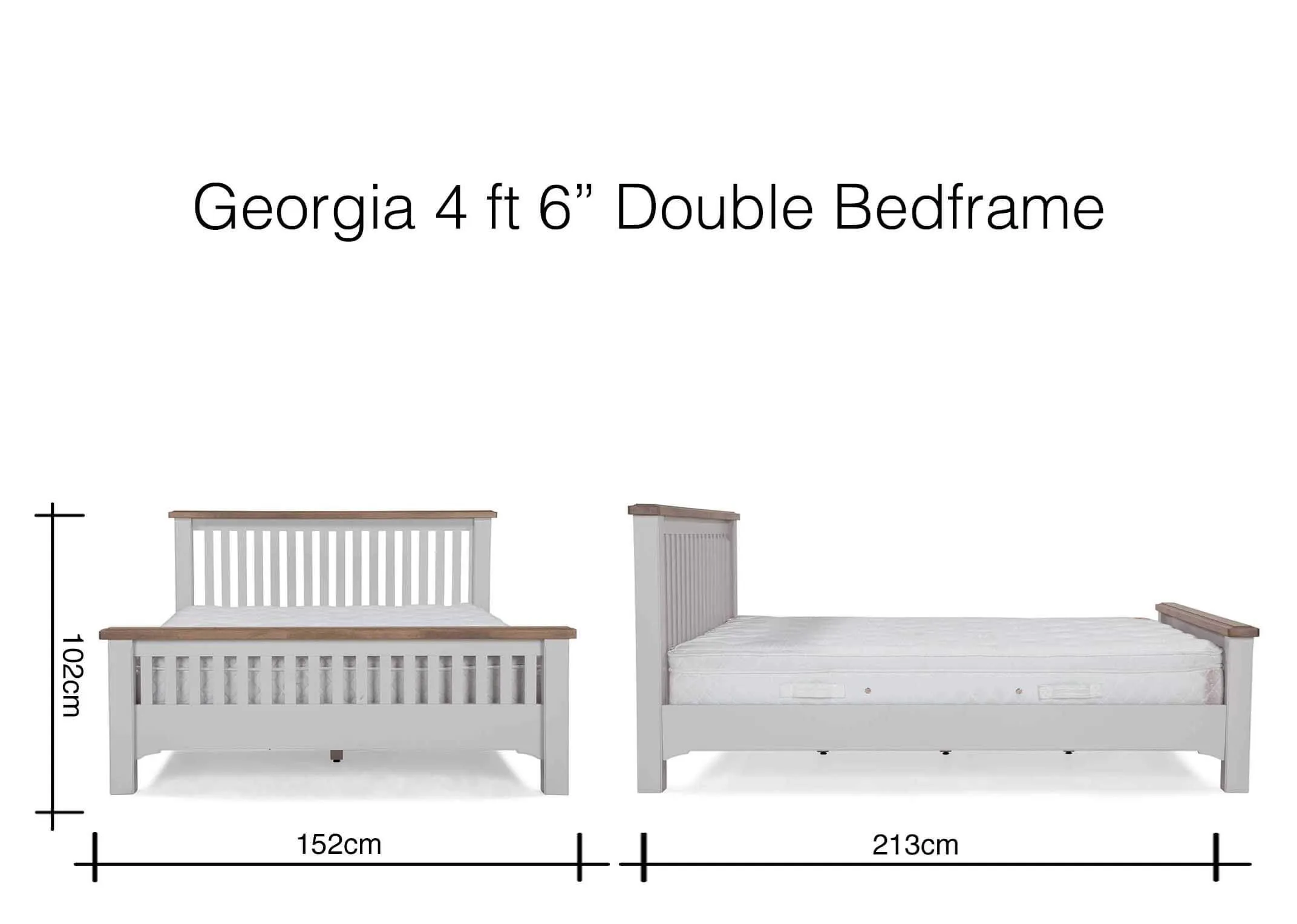 Dimension image of Georgia 4 foot 6 double bed frame 102cm (Height) x 152 cm (Width) x 213cm (Depth)