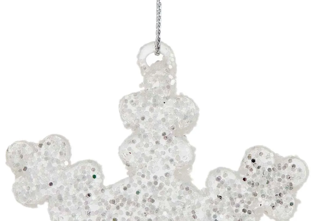Glass Snowflake Christmas decoration in a closeup image of the top