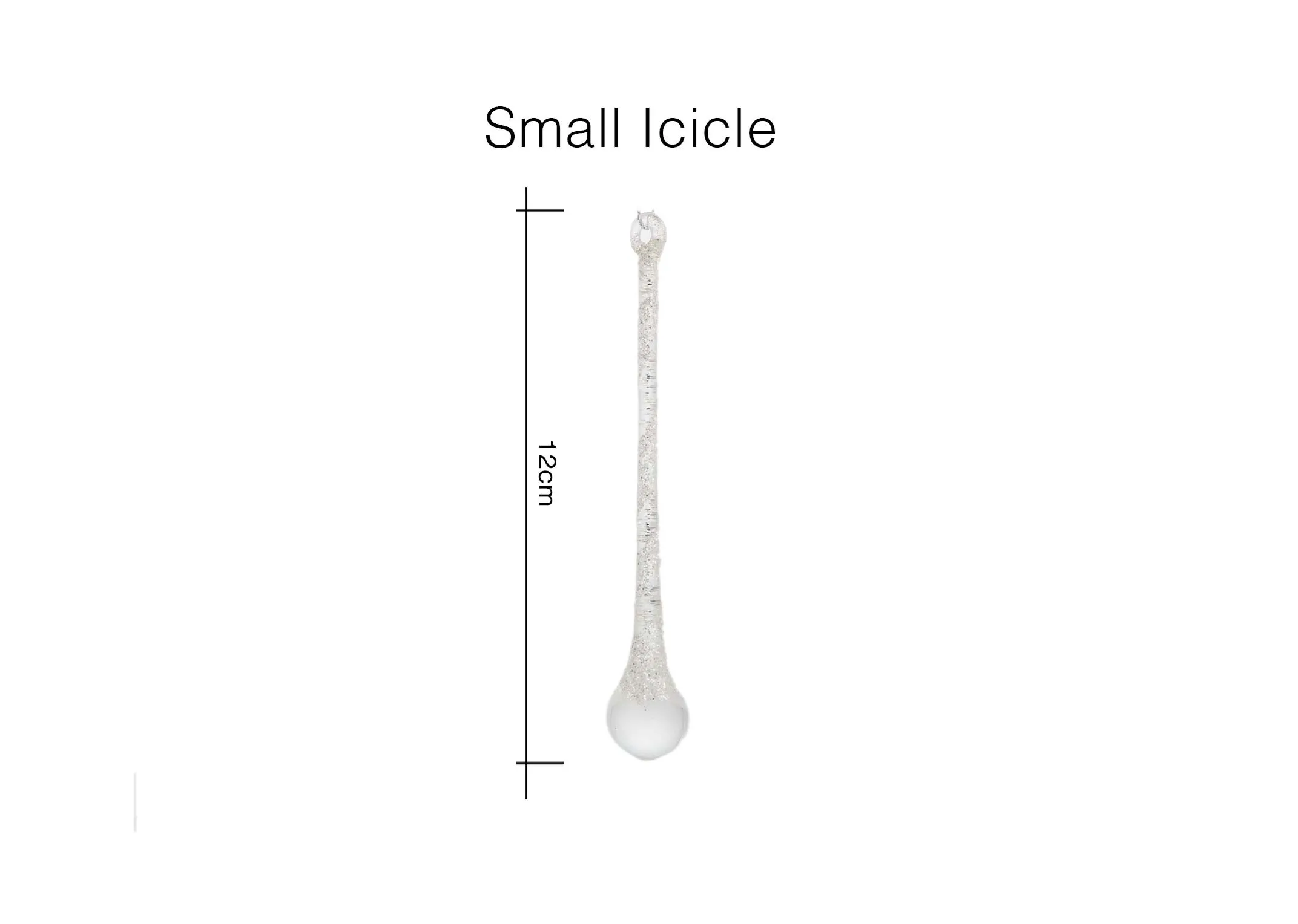 A dimension image of the Small Christmas Icicle with 12cm (Height)