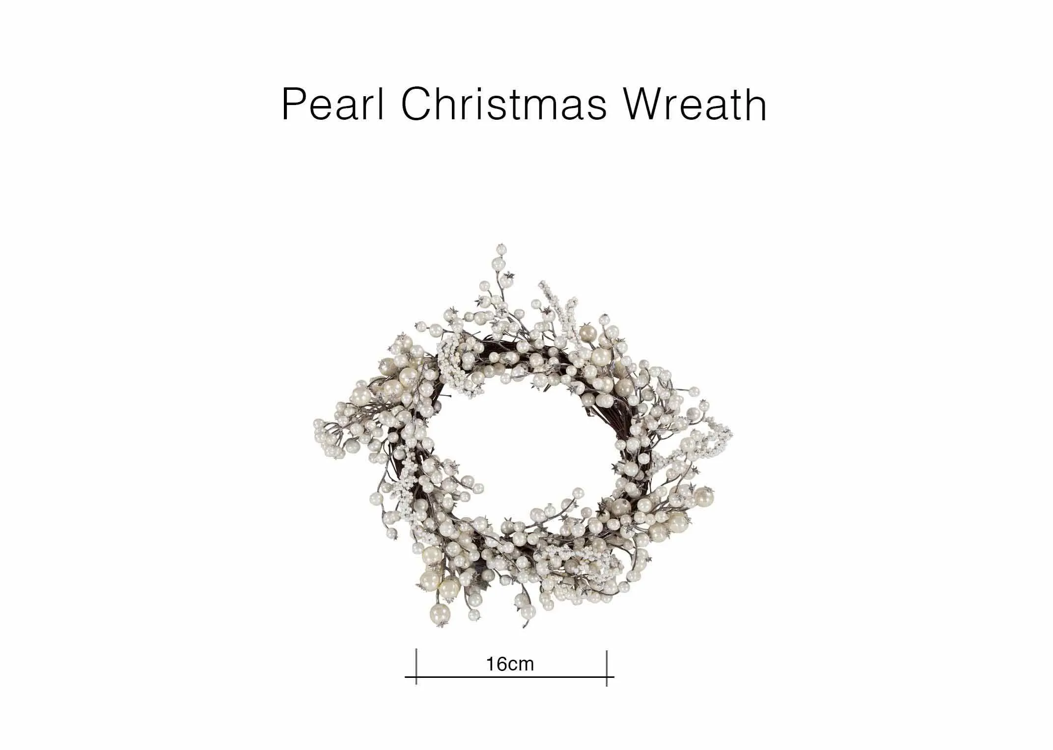A dimension image for the Pearl Christmas Wreath 16cm (Inside diameter)