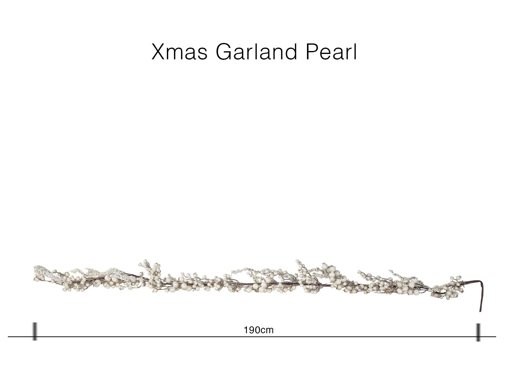 A dimension image for the 190cm pearl christmas garland 190cm (Length)