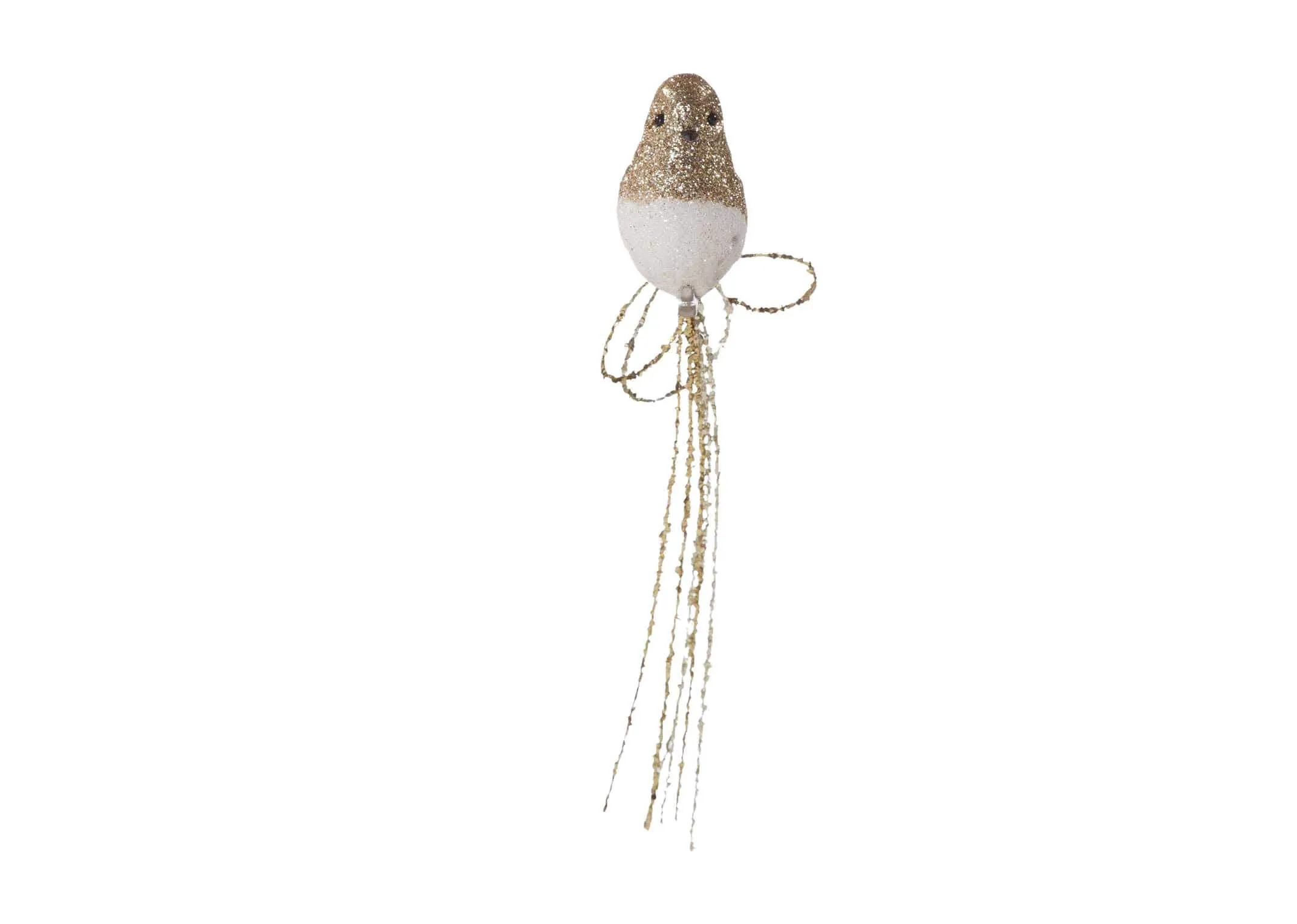 Gold Glitter Bird with Long Tail - Christmas Decoration