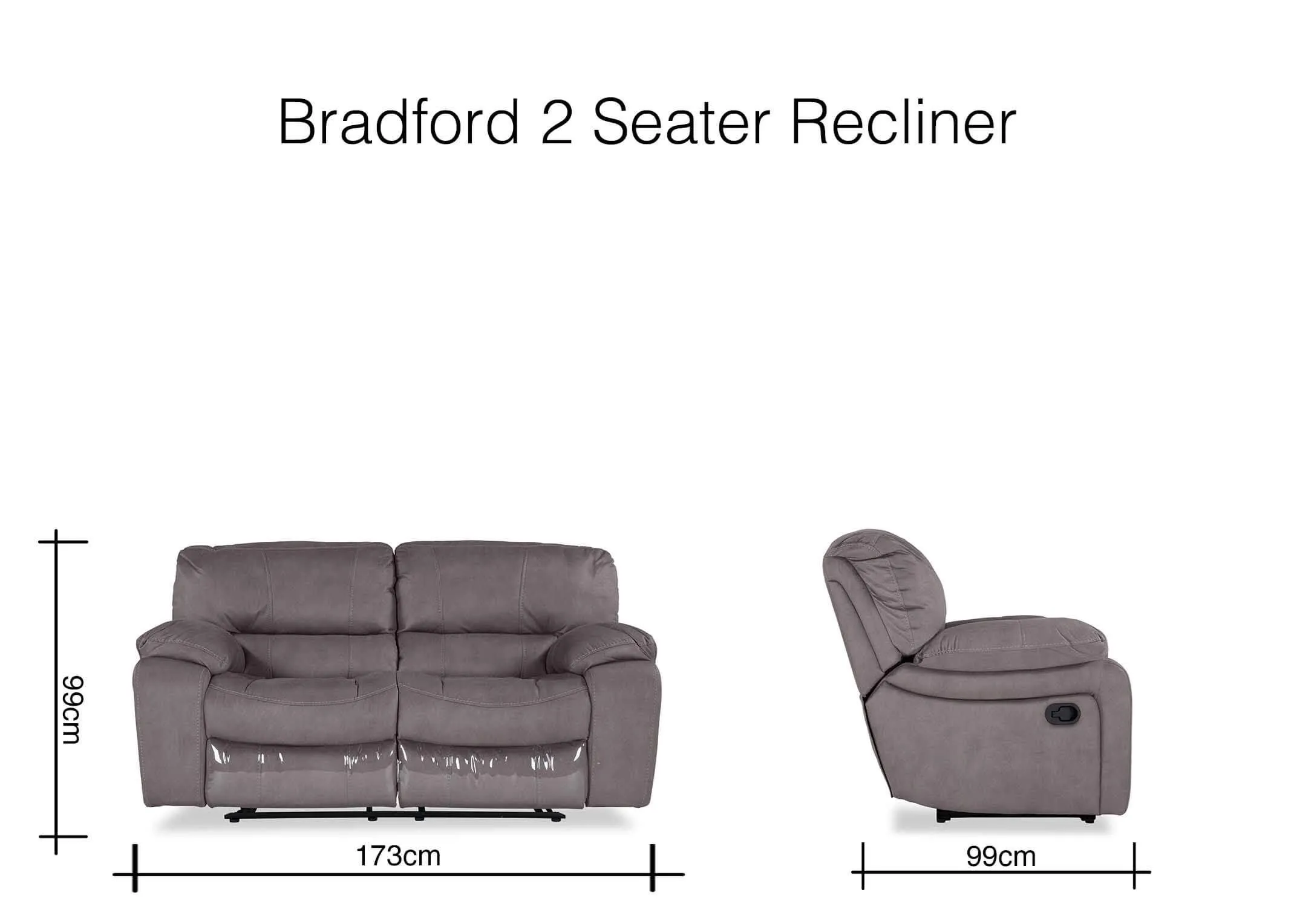A lifestyle image of the Bradford grey 2 seater sofa in fixed mode with the Aston tables & Mellan floor lamp.