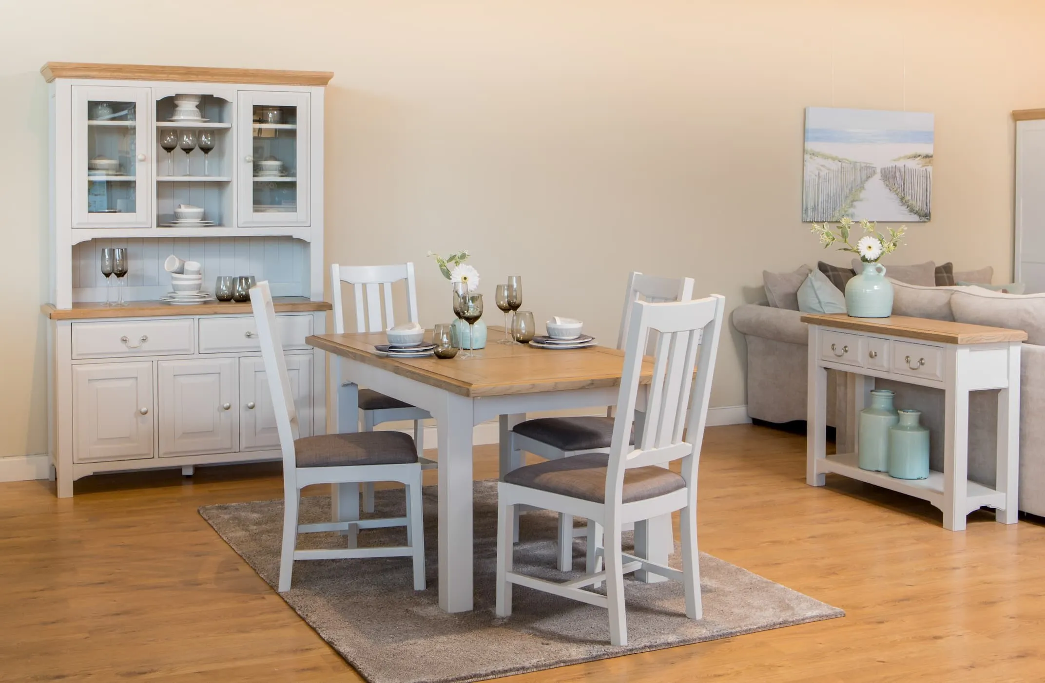 Three Door Two Drawer Large Grey Sideboard - Georgia