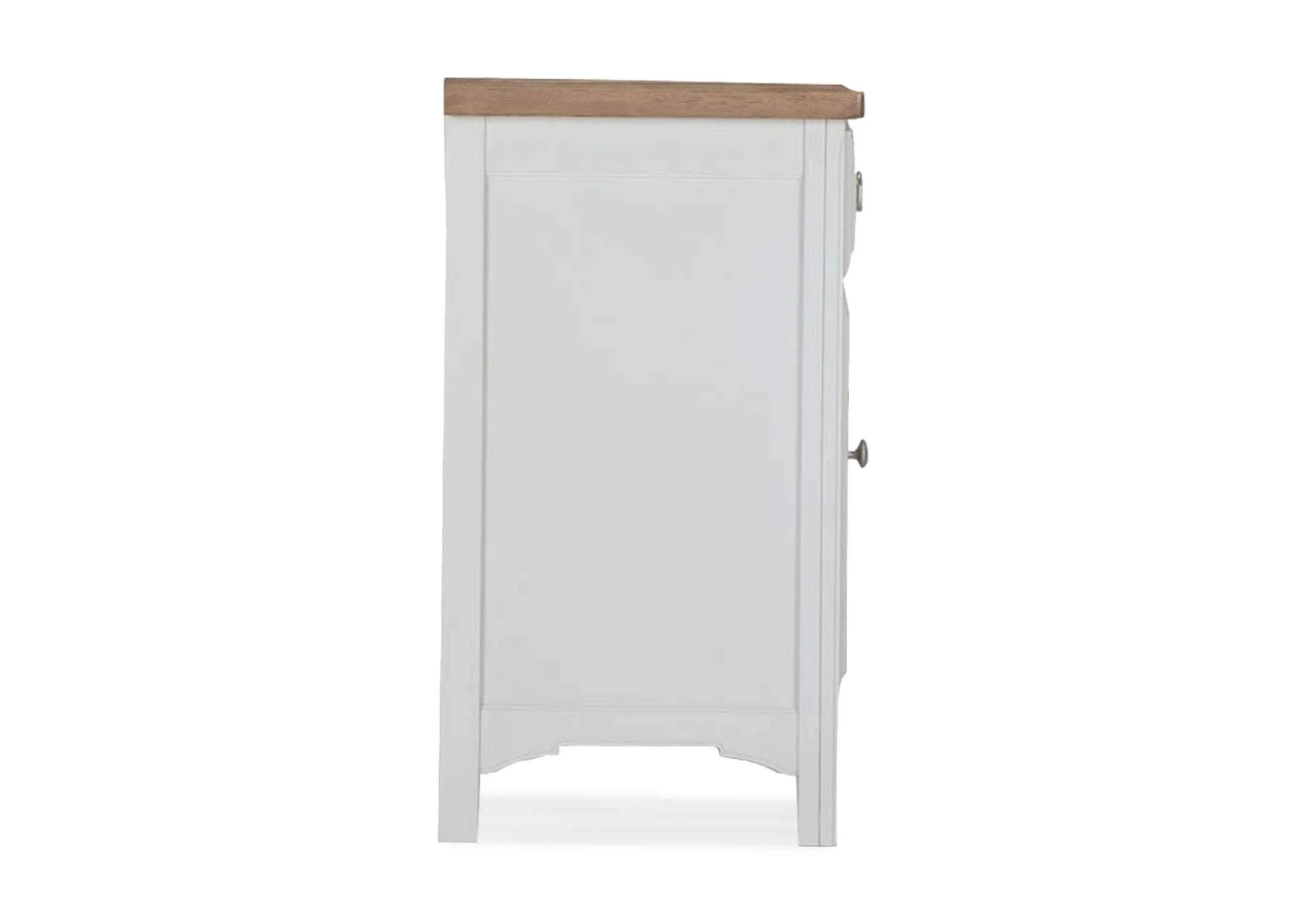 View from front with doors open of the two drawer large grey oak Georgia sideboard