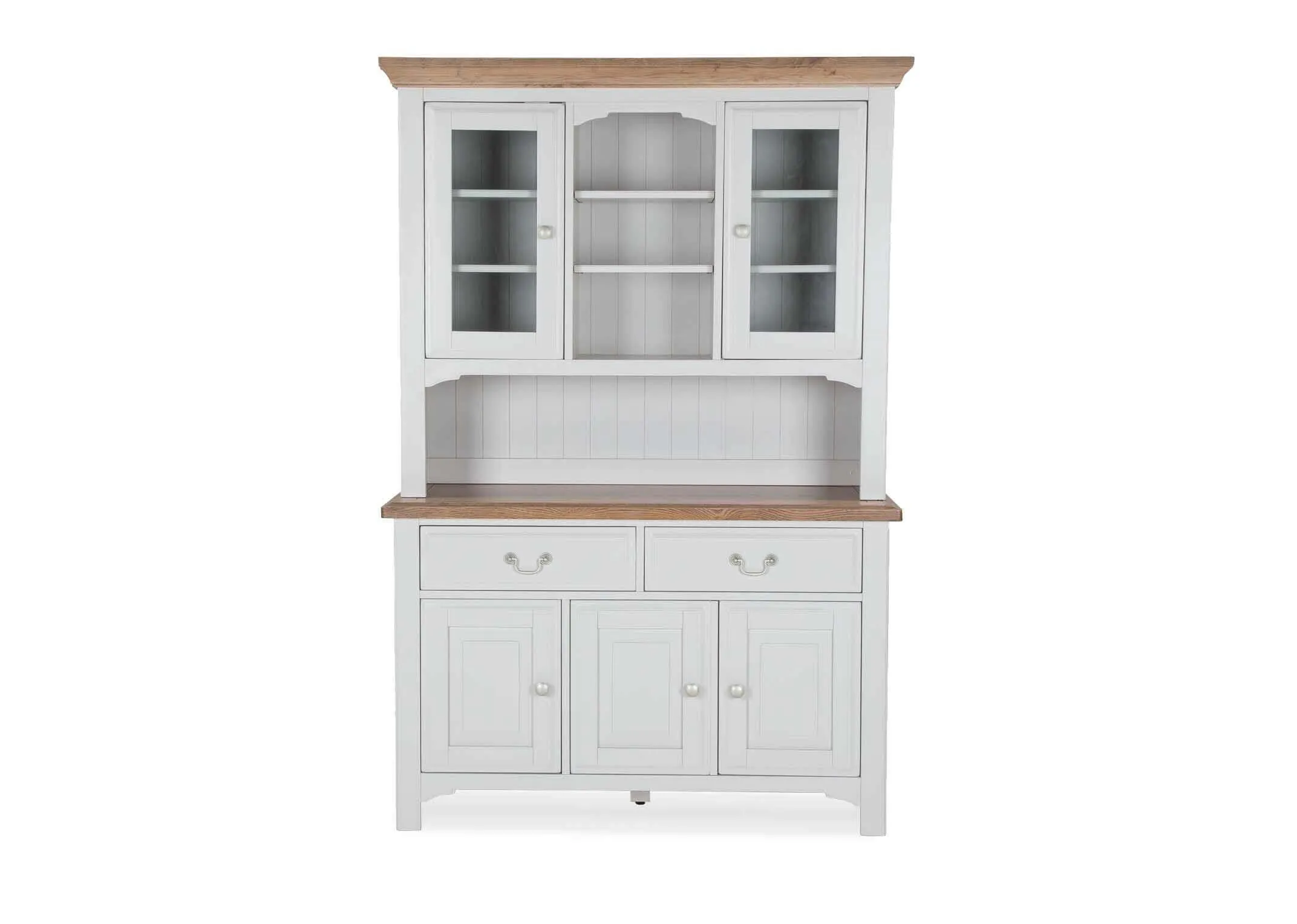 View from front of the natural grey oak Georgia buffet hutch