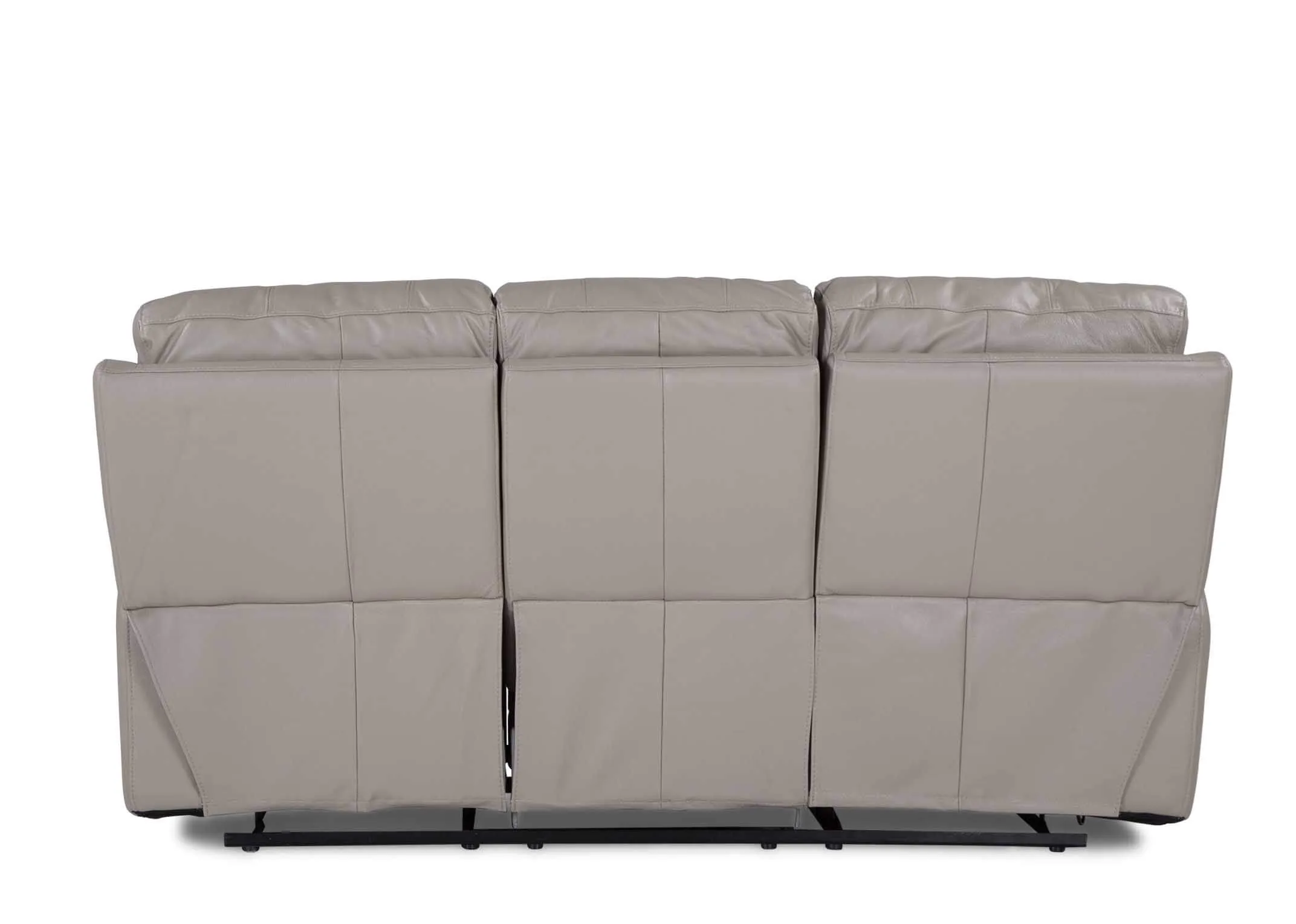A 3 Seater reclining sofa in soft grey leather from EZ Living Furniture's Groove range. Back View.