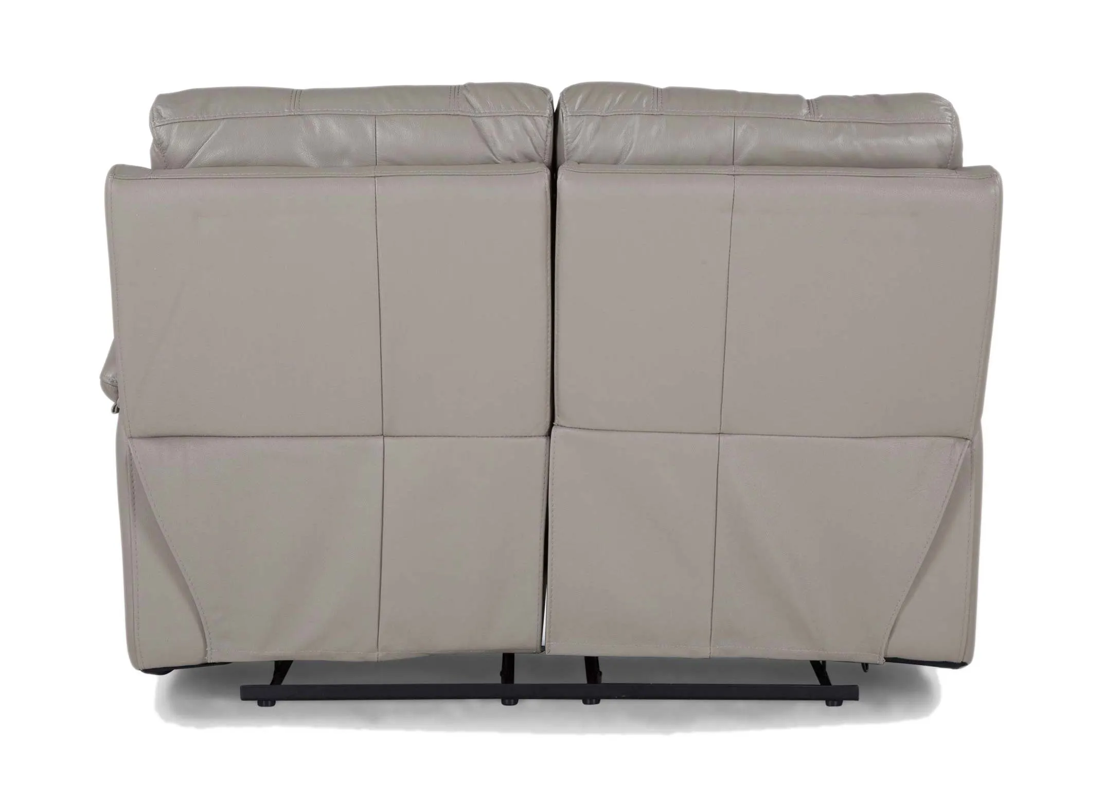 A 2 Seater reclining sofa in soft grey leather from EZ Living Furniture's Groove range. Back View.