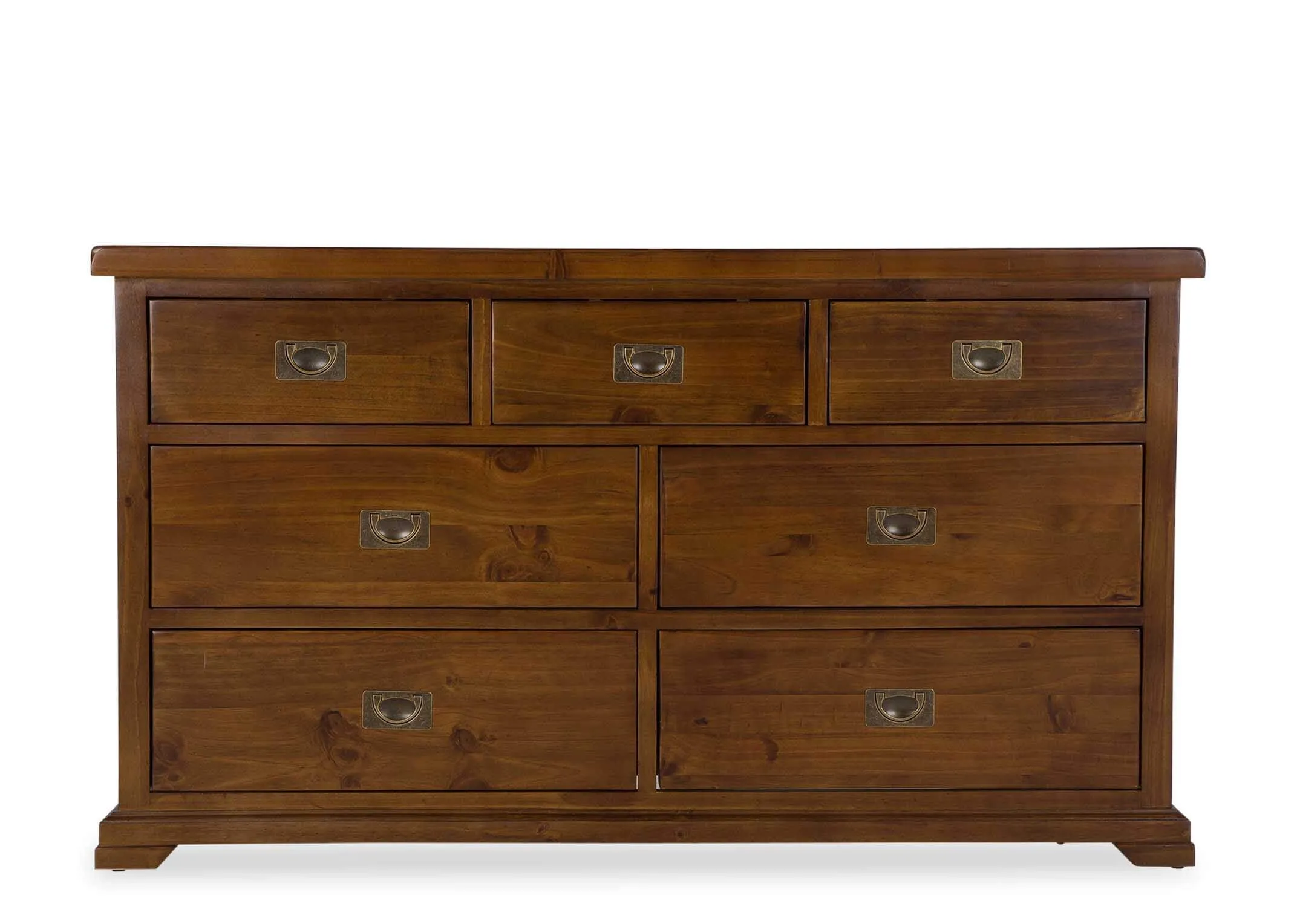 Front view of seven-drawer dark solid wood classic chest Aisling