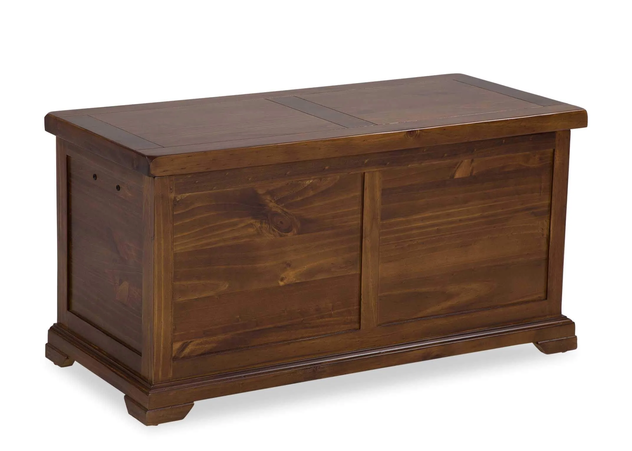 Angled shot of solid dark gloss wood large blanket box Aisling