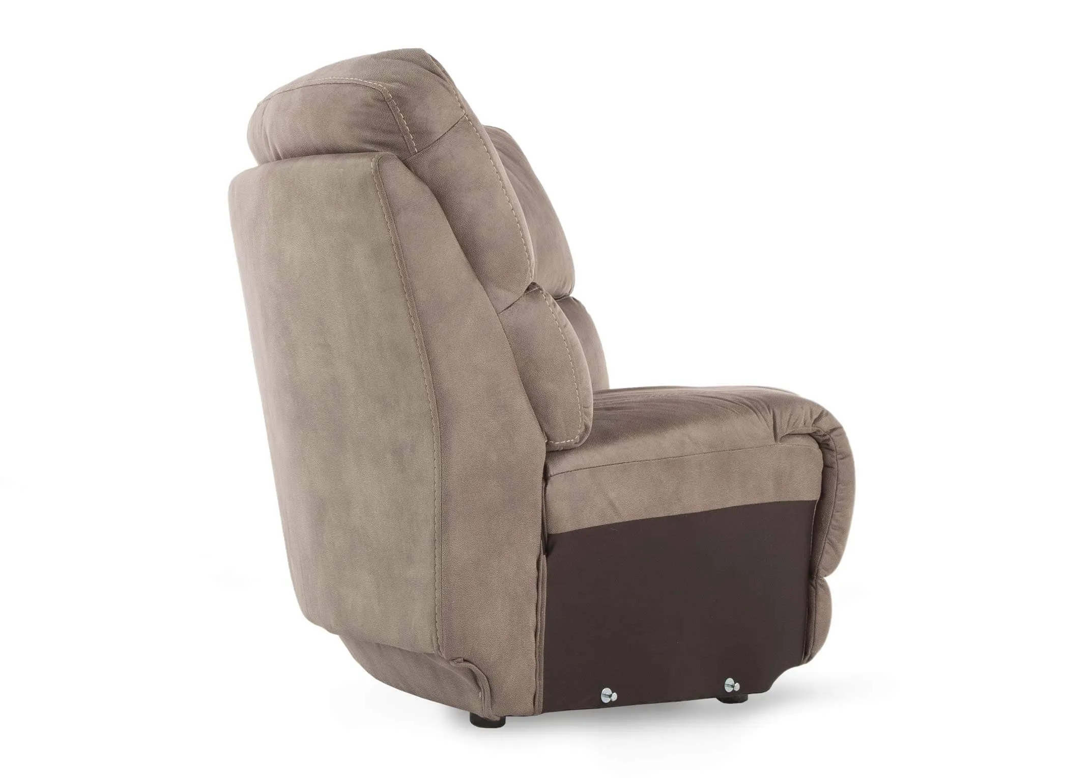 Baxter Taupe Faux Suede Corner Part in an image taken from the side.