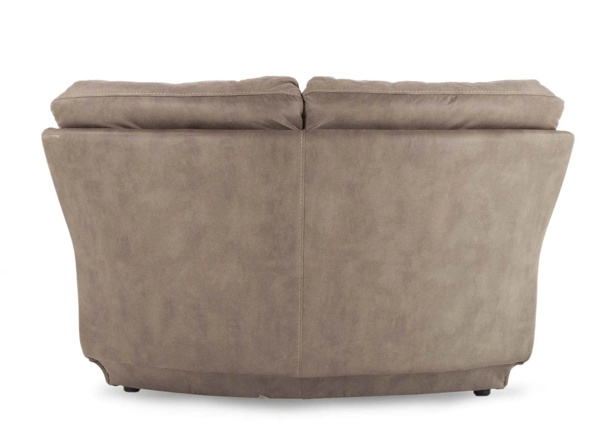 Baxter Taupe Faux Suede Corner Part in an image taken from the back.