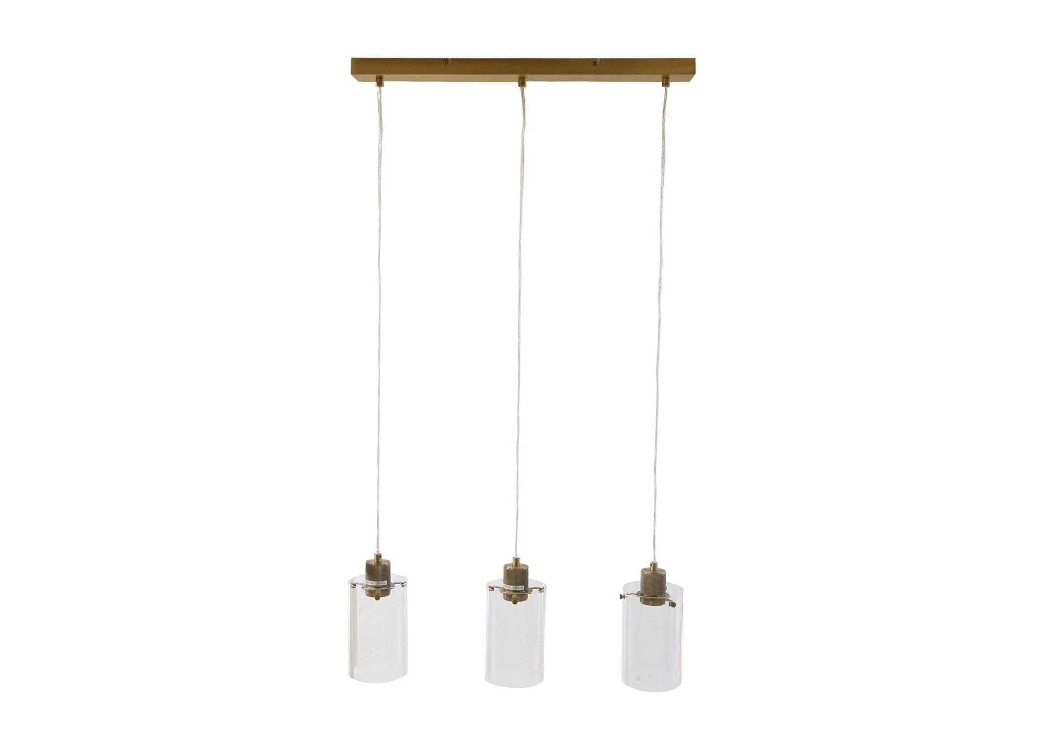 Full front view of the Norton bronze hanging ceiling light featuring 3 light fittings hanging on leads from the wall mount