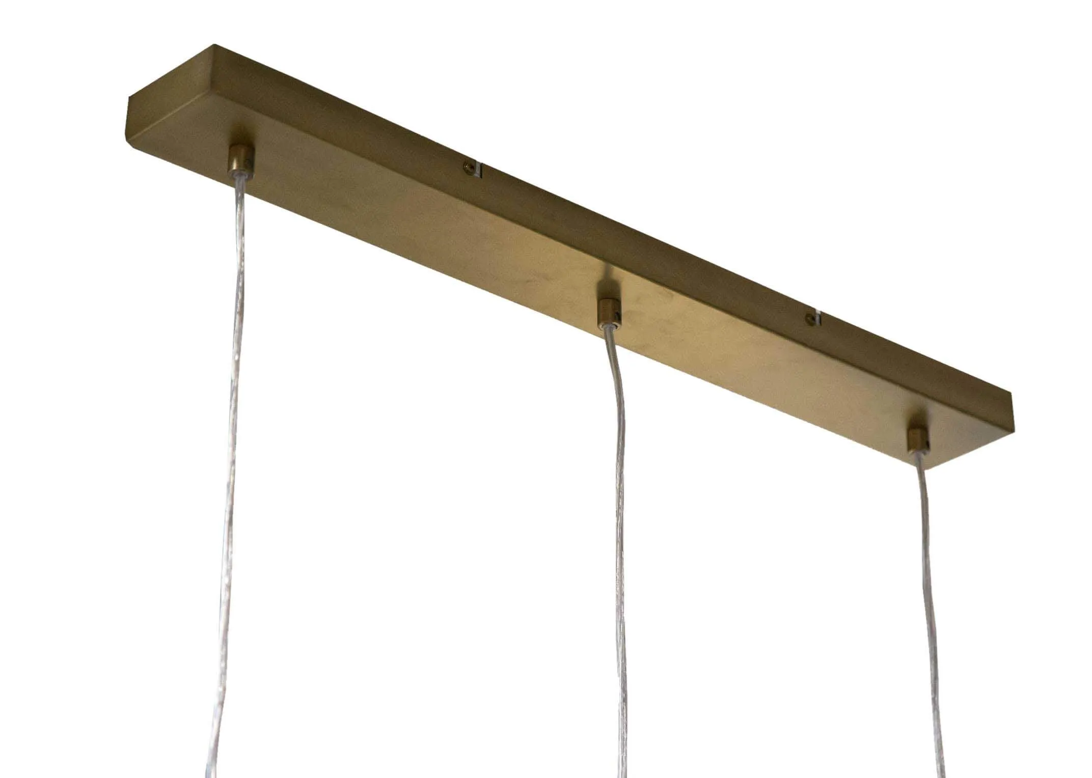 Detailed close-up view of the Norton bronze hanging ceiling light showing the bronze wall mount and the 3 suspension leads
