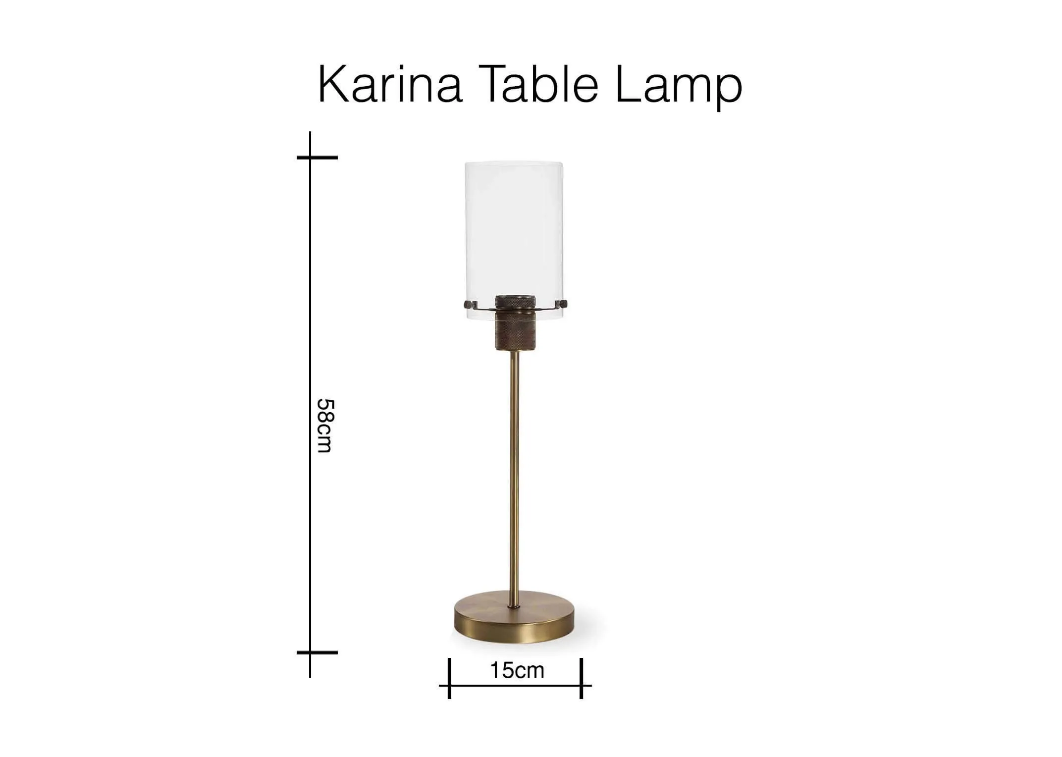 Karina brass free-standing table lamp 58cm (Height) x 15cm (Width)