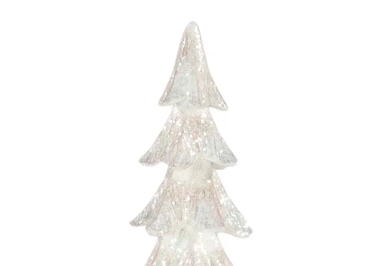 A large white ornamental tree with silver stand from EZ Livings Christmas range.