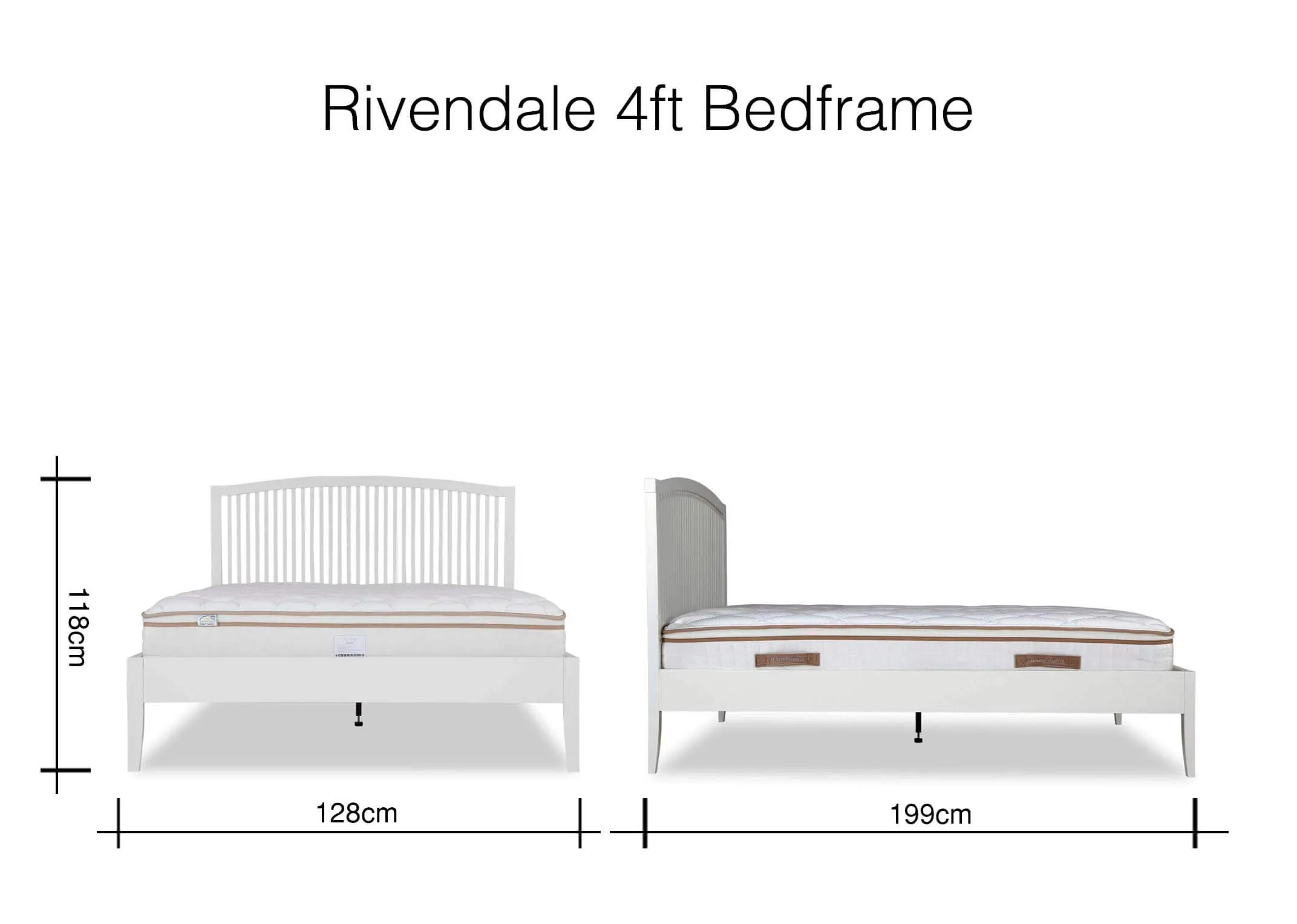 Angled shot of the Rivendale double 4 ft grey bedframe 118cm (Height) x 128cm (Width) x 199cm (Depth)