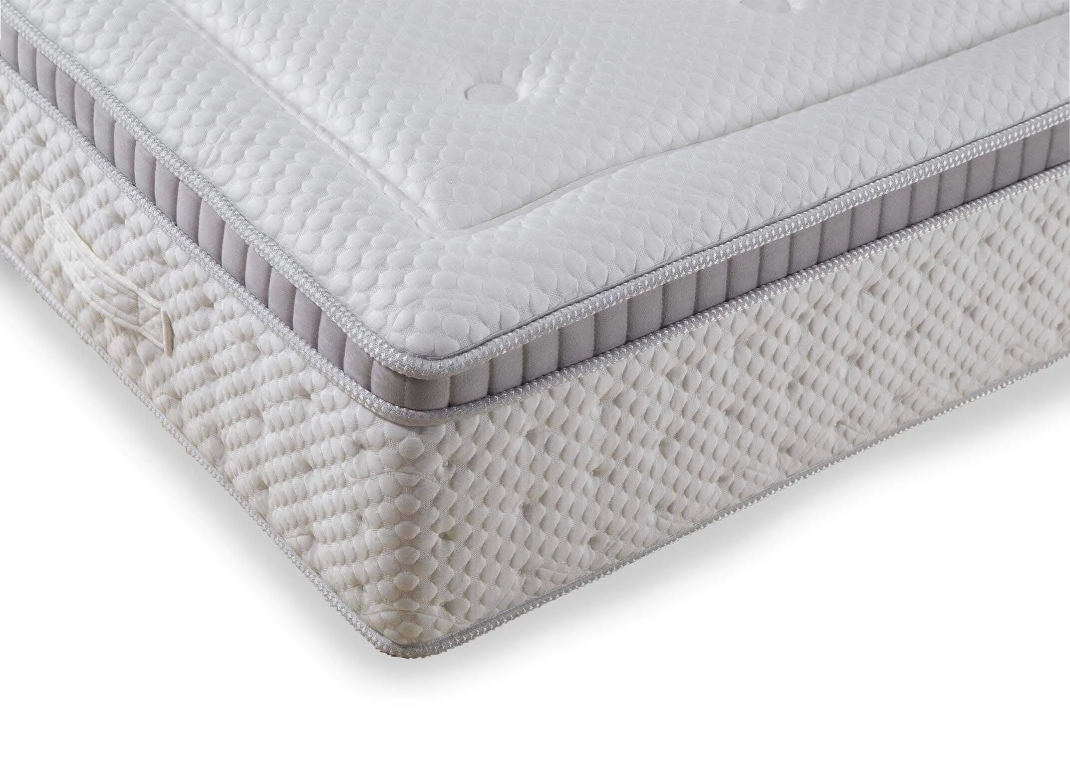 Close-up view of the Rian 6 ft super king mattress with reinforced edge-to-edge detailing