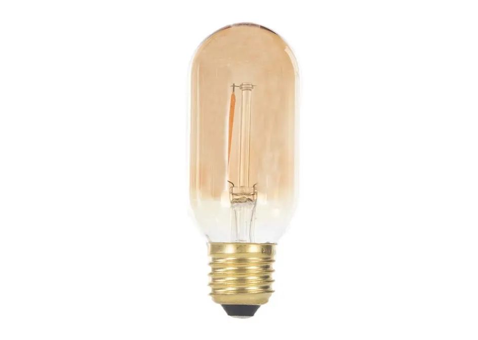 Full front view shot of the Vintage 1 watt LED light bulb featuring an E27 screw base and a life-span of 25