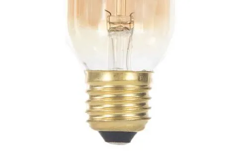 Detailed close-up view of the bottom half of the Vintage 1 watt LED light bulb showing the E27 screw base