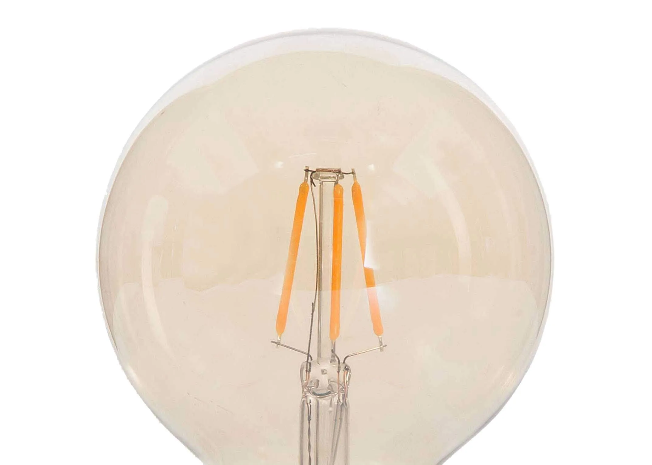 Detailed close-up view of the Vintage Globe 3 watt LED light bulb showing the pyramid shaped light bulb
