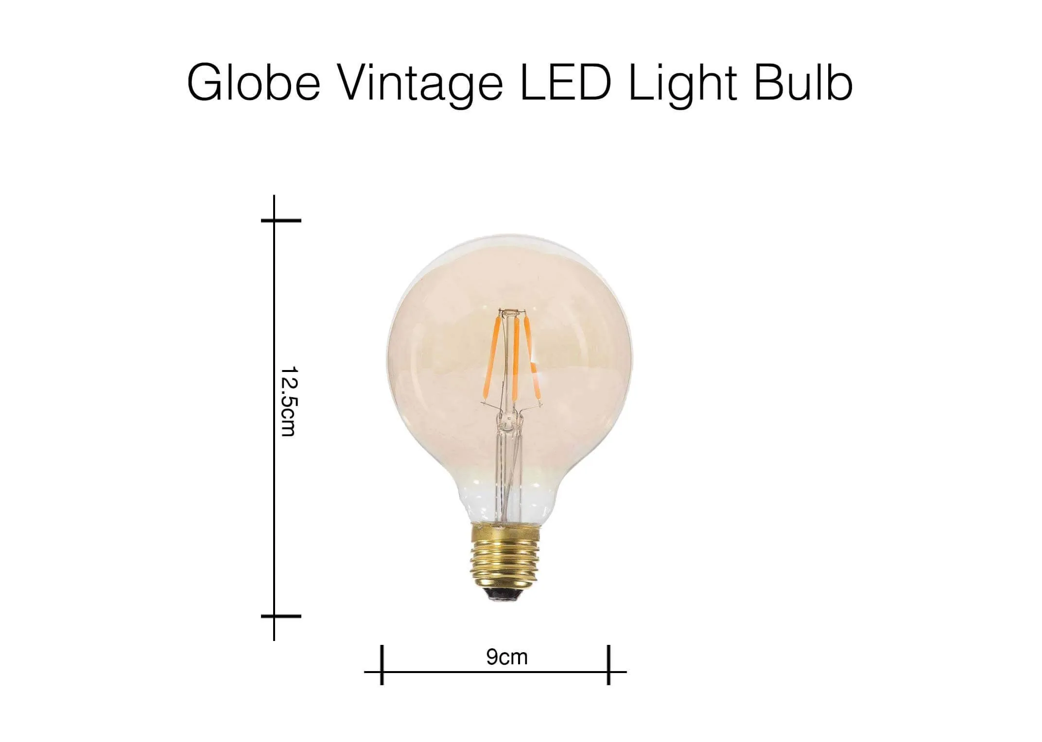 Vintage Globe 3 watt LED light bulb 12.5cm (Height) x 9cm (Width)