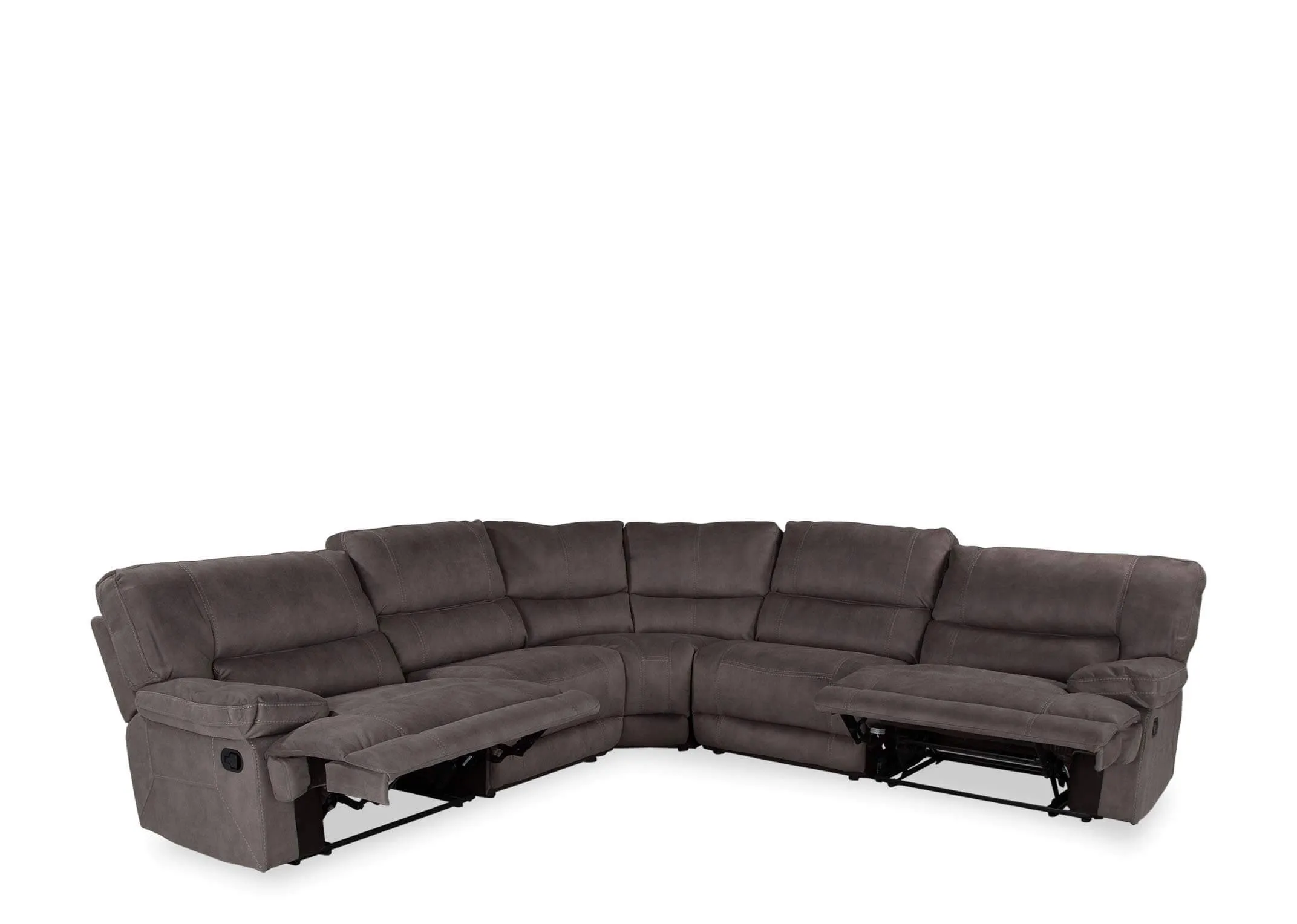 Angled shot of the Baxter medium reclining corner sofa giving full view of the front and side