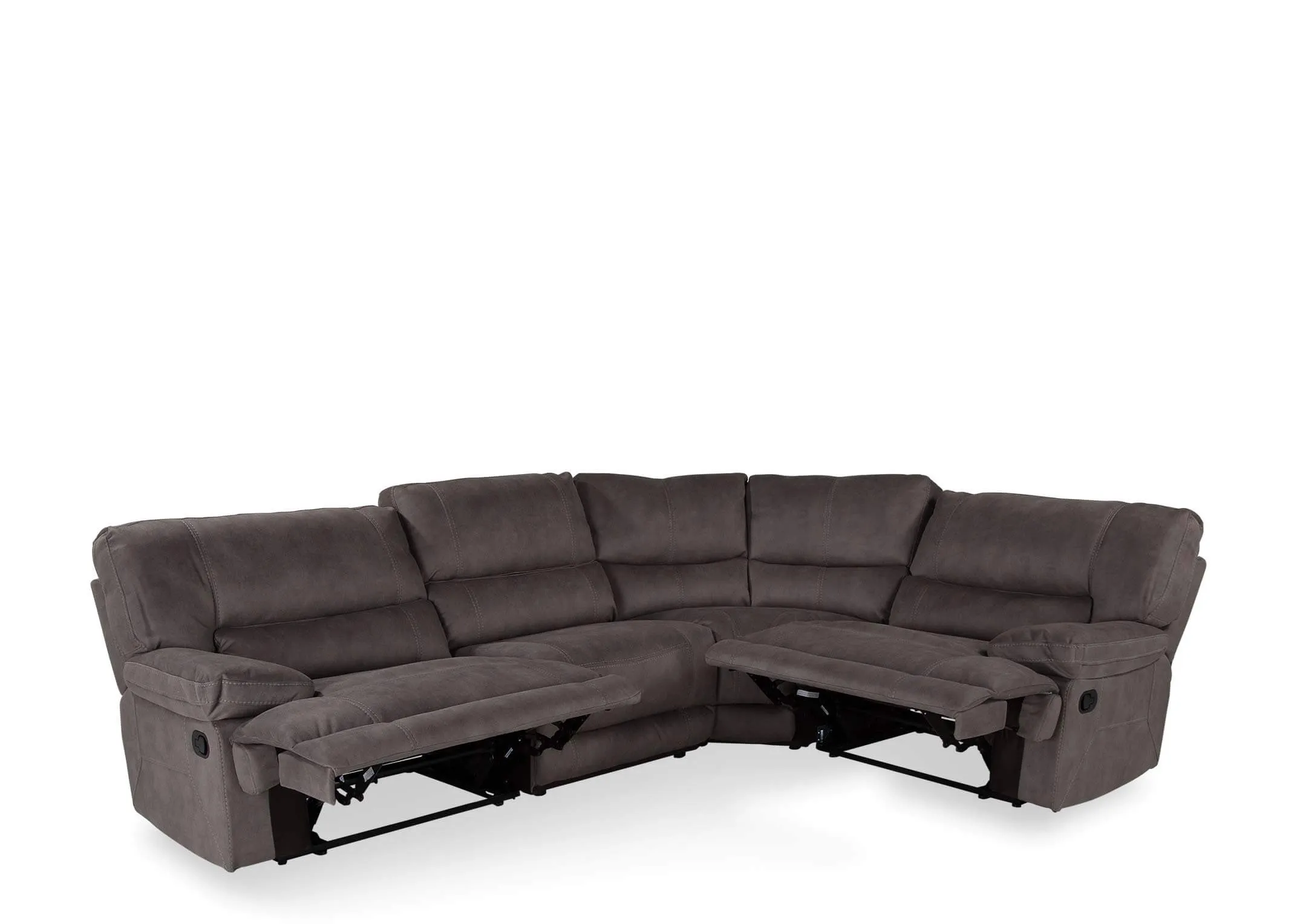 Angled shot of the Baxter small reclining corner sofa giving full view of the front and side