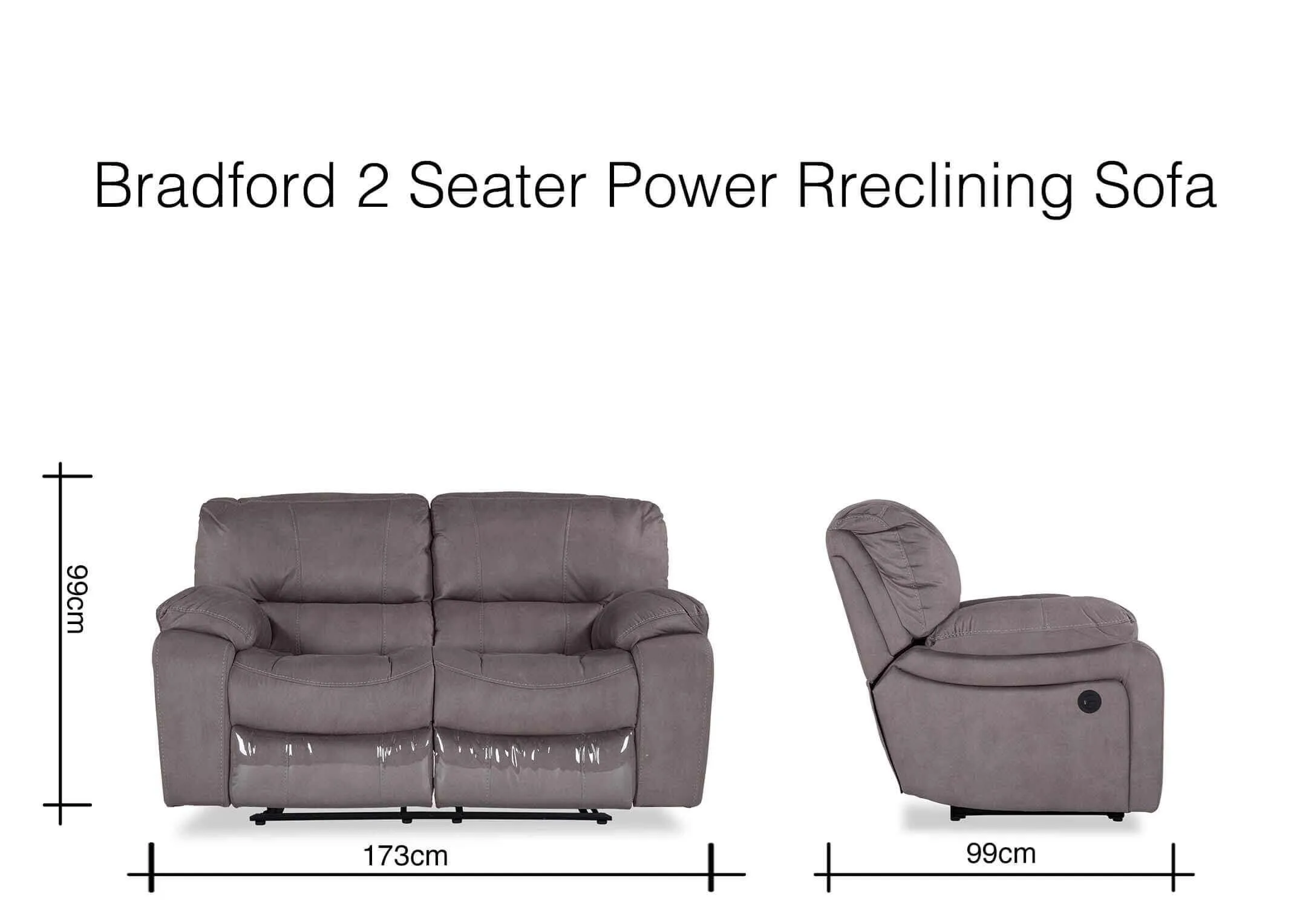 Bradford 2 seater power reclining sofa 99cm (Height) x 173cm (Width) x 99cm (Depth)