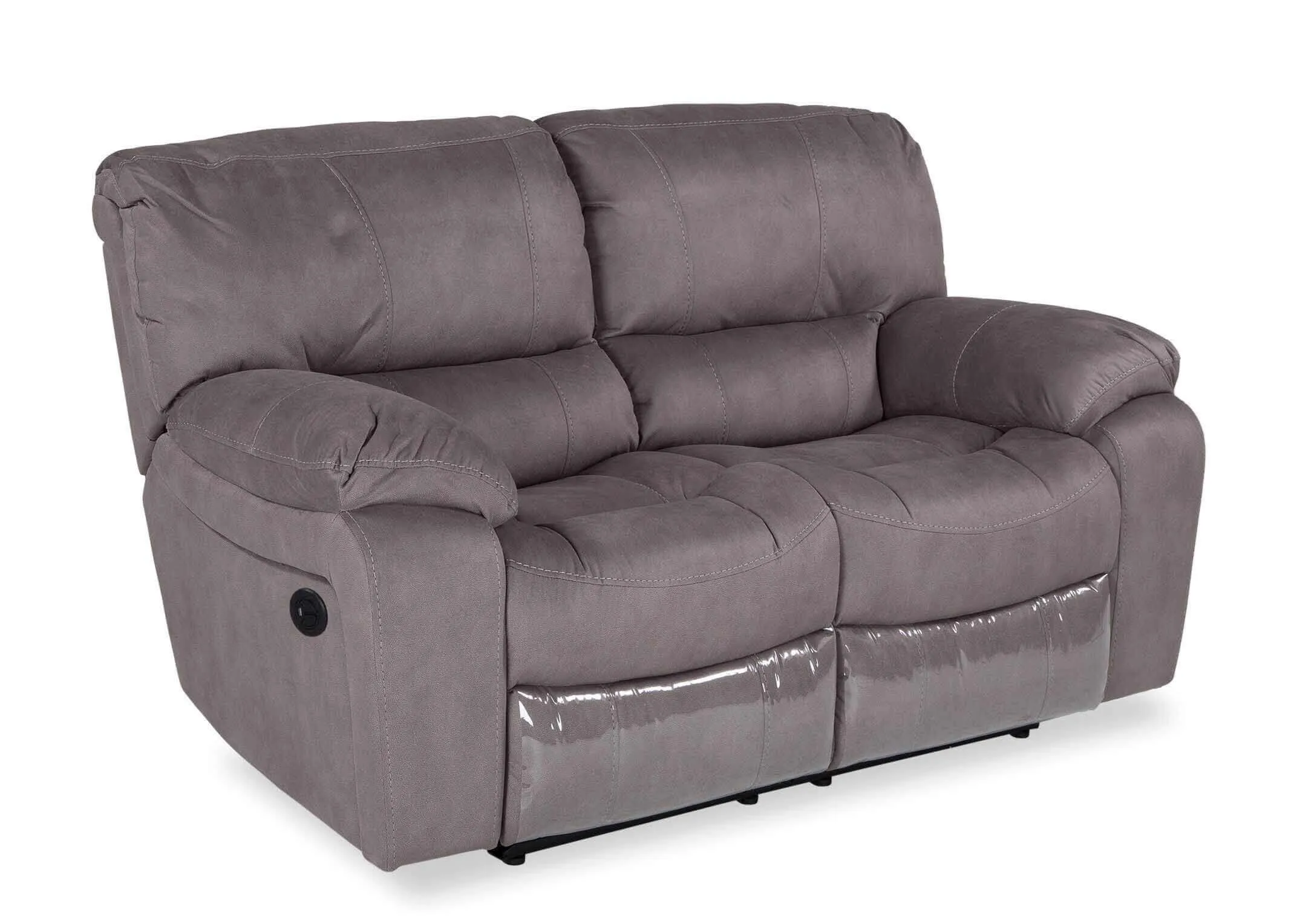 2 Seater Grey Suede Fabric Power Reclining Sofa - Bradford