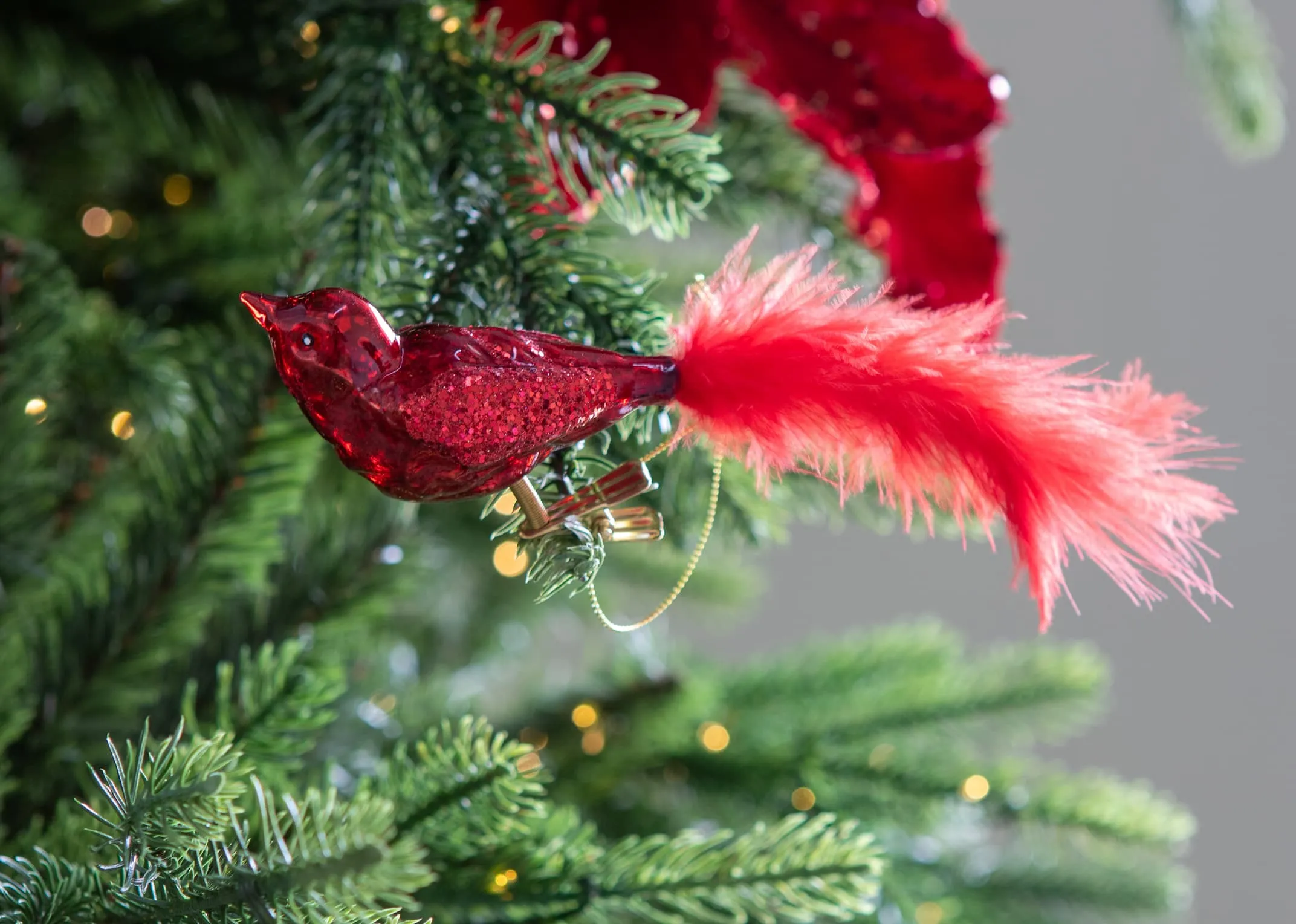 Box of 6 Red Bird on Clip - Christmas Decoration