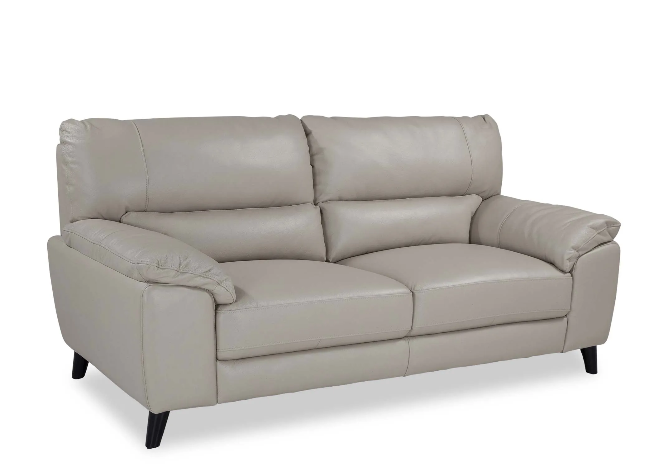 Light Grey Leather 3 Seater Sofa - Alfredo