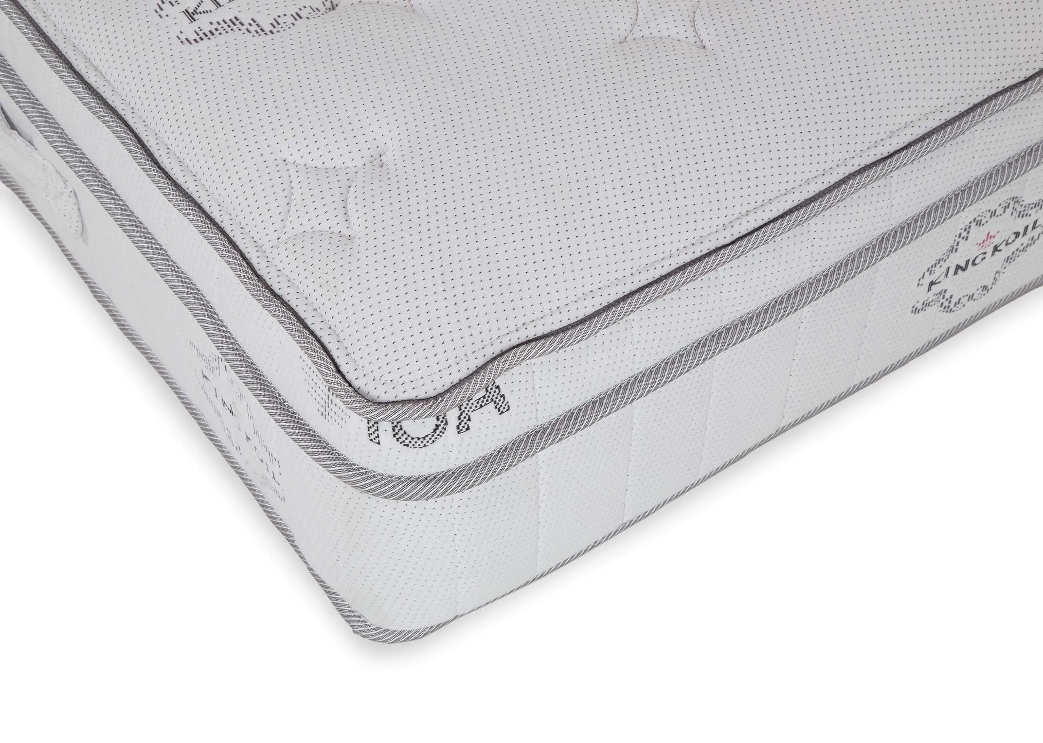 A lifestyle image of the small 6 feet super king size pocket visco Posture Serene mattress with a grey bedframe.