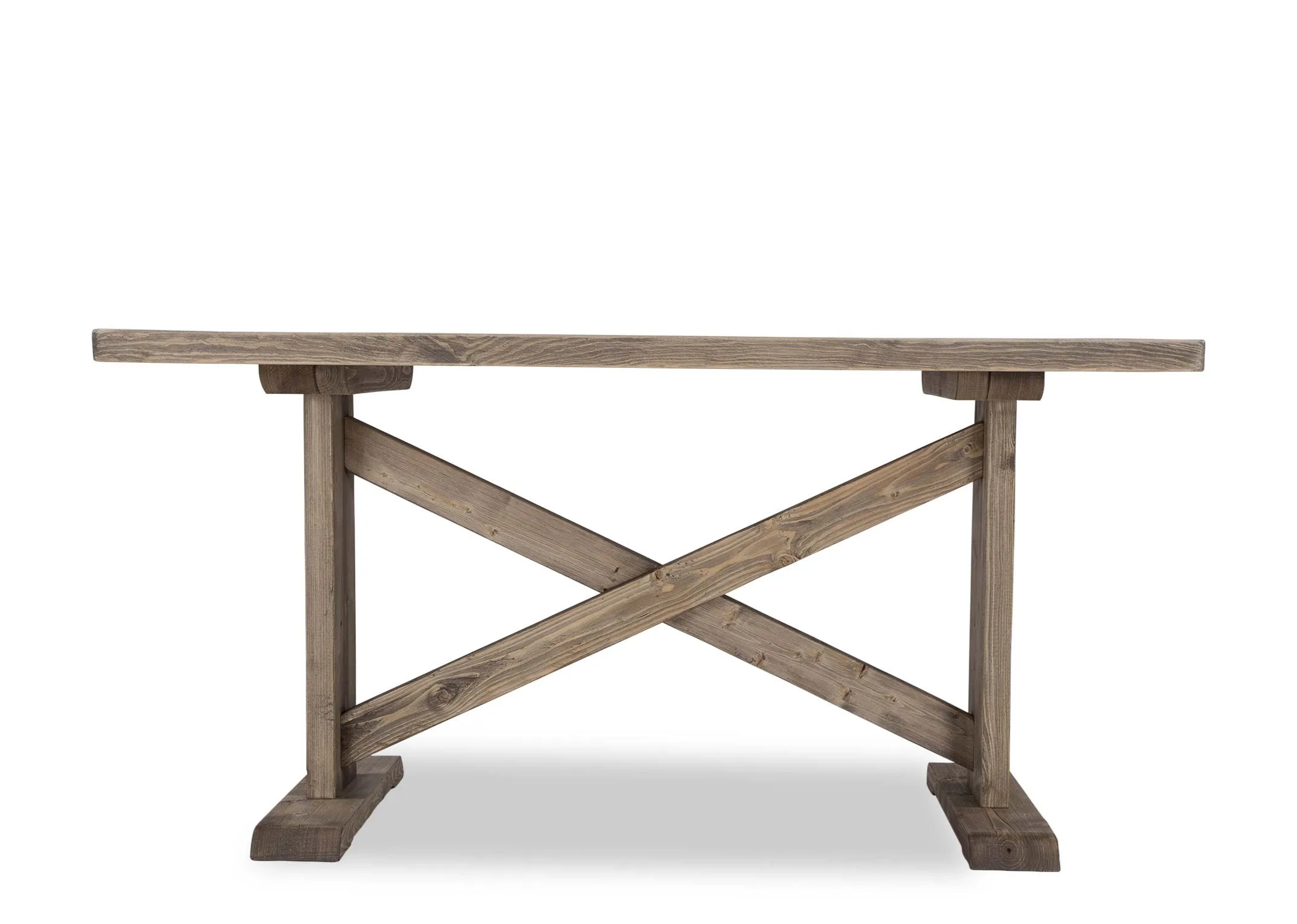 A view from the front of the Grafton wooden dining table.